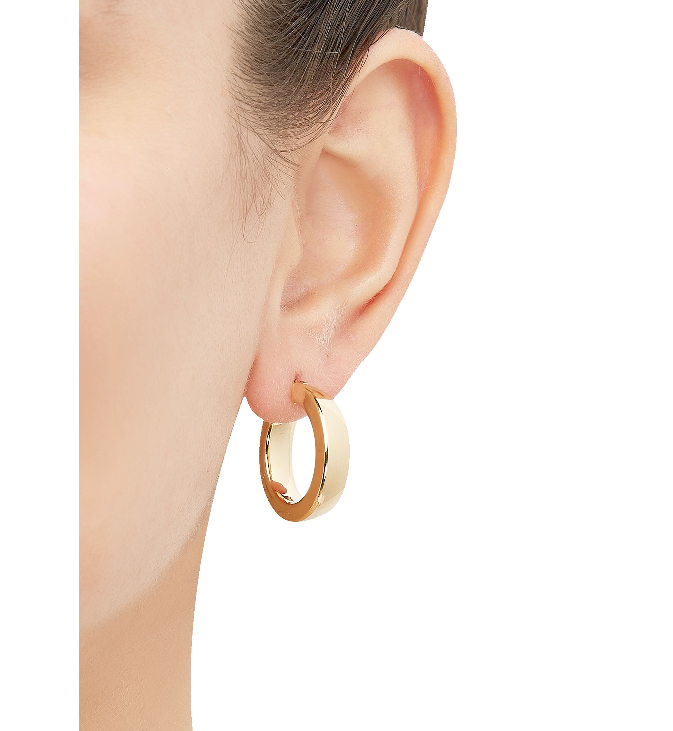 6 x 15 Millimeter Tube Hoop Earrings in 14K Yellow Gold