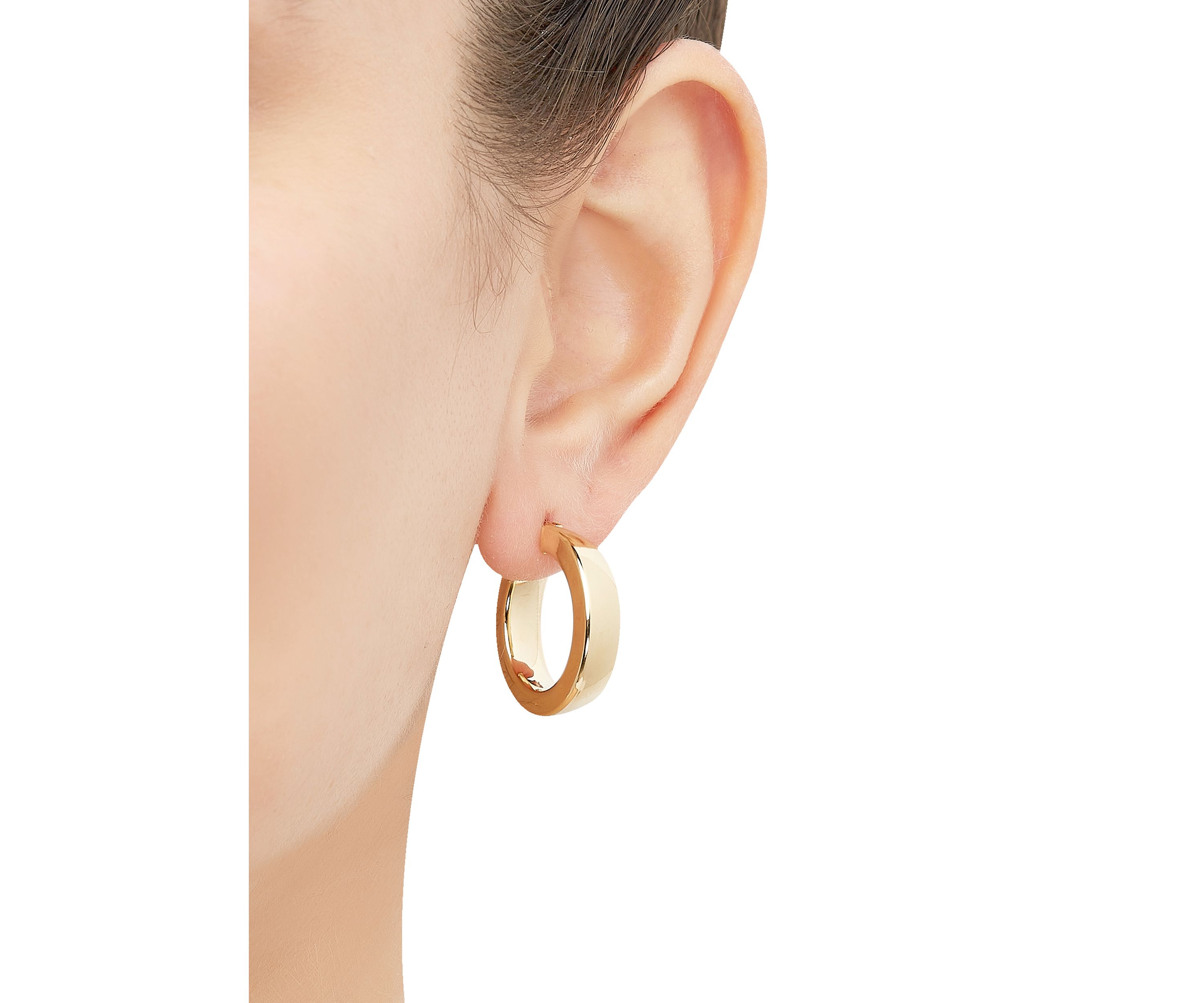 6 x 15 Millimeter Tube Hoop Earrings in 14K Yellow Gold