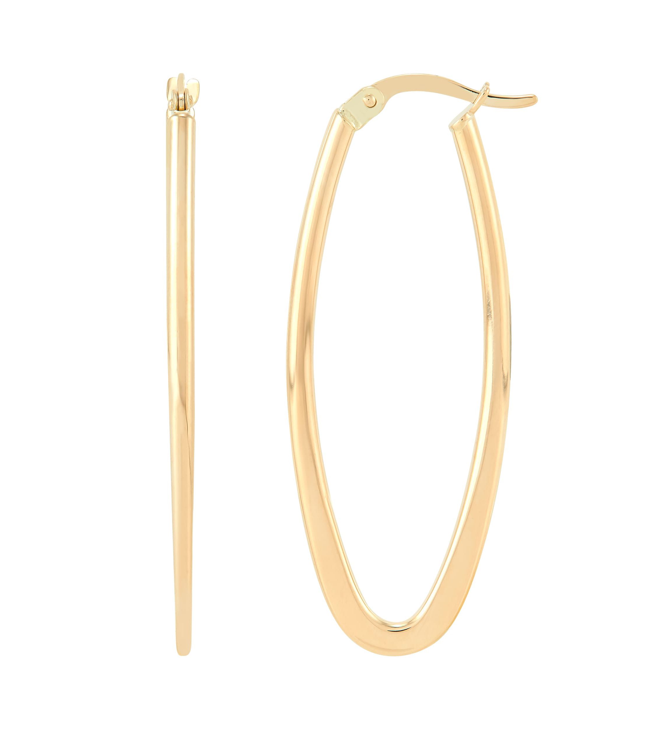14K Yellow Gold Oval Hoop