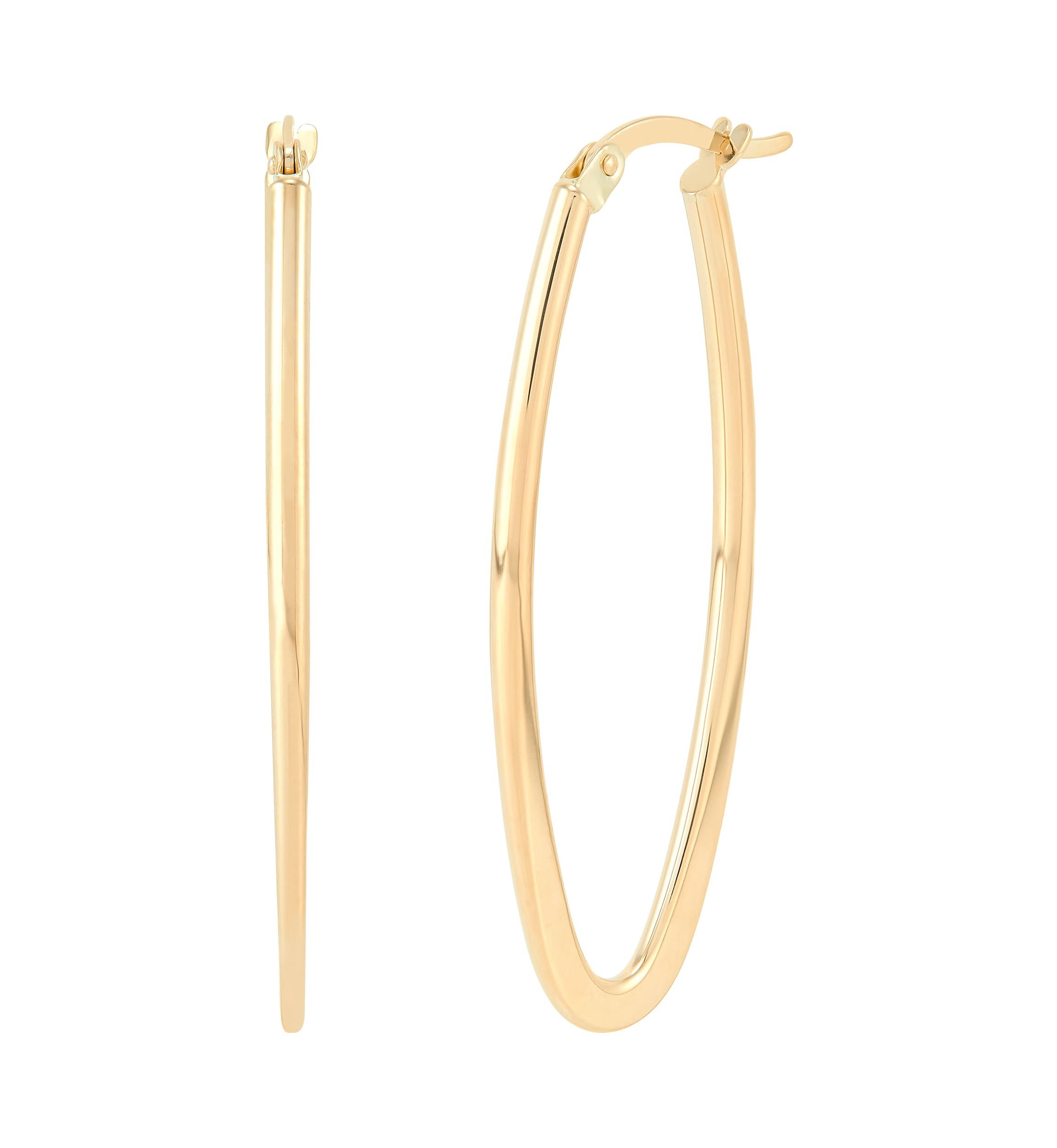14K Yellow Gold Oval Hoop