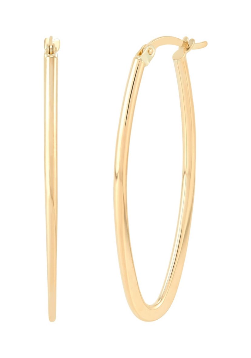 14K Yellow Gold Oval Hoop