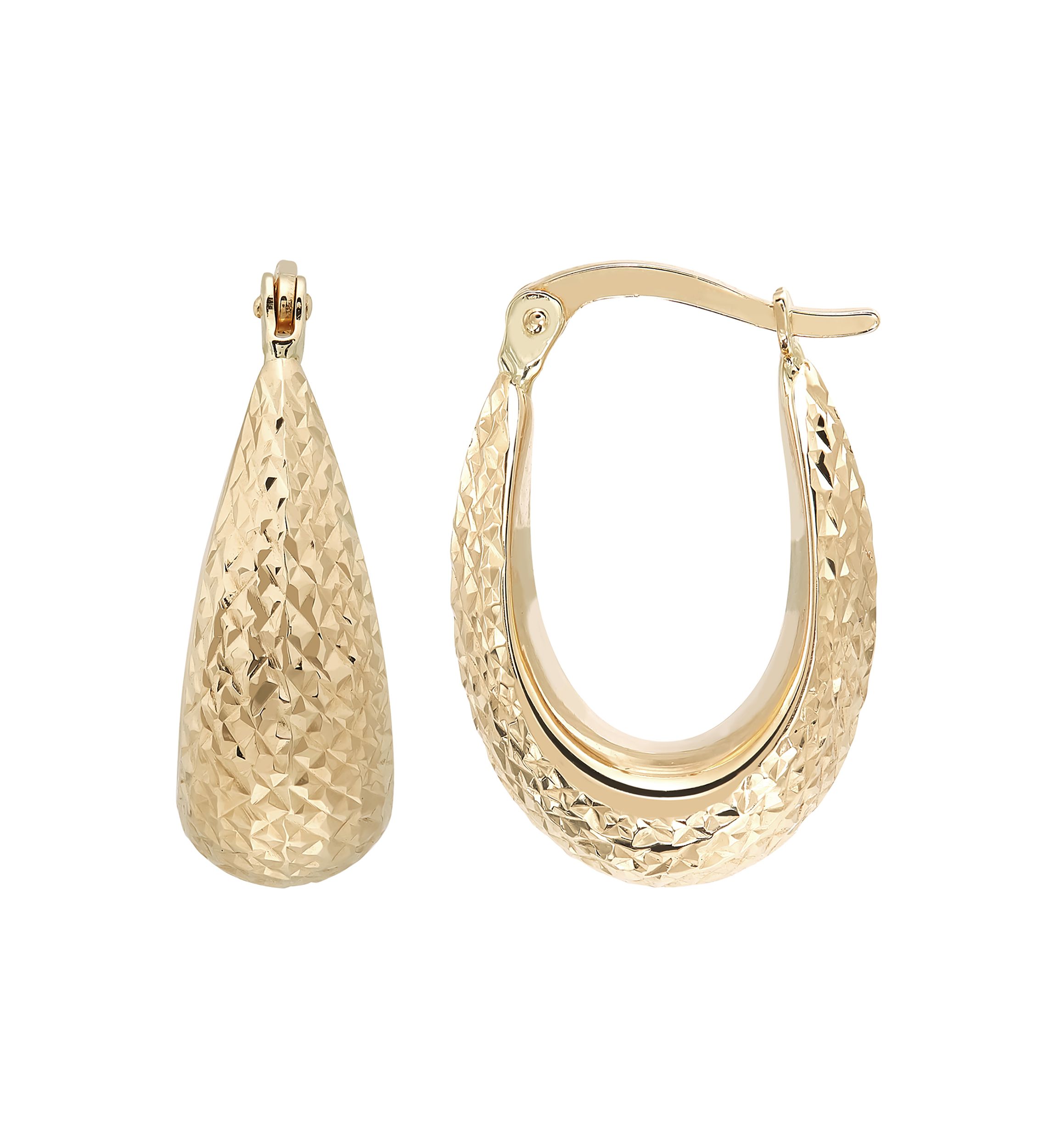 Chunkey Oval Hoop Earrings in 14K Yellow Gold
