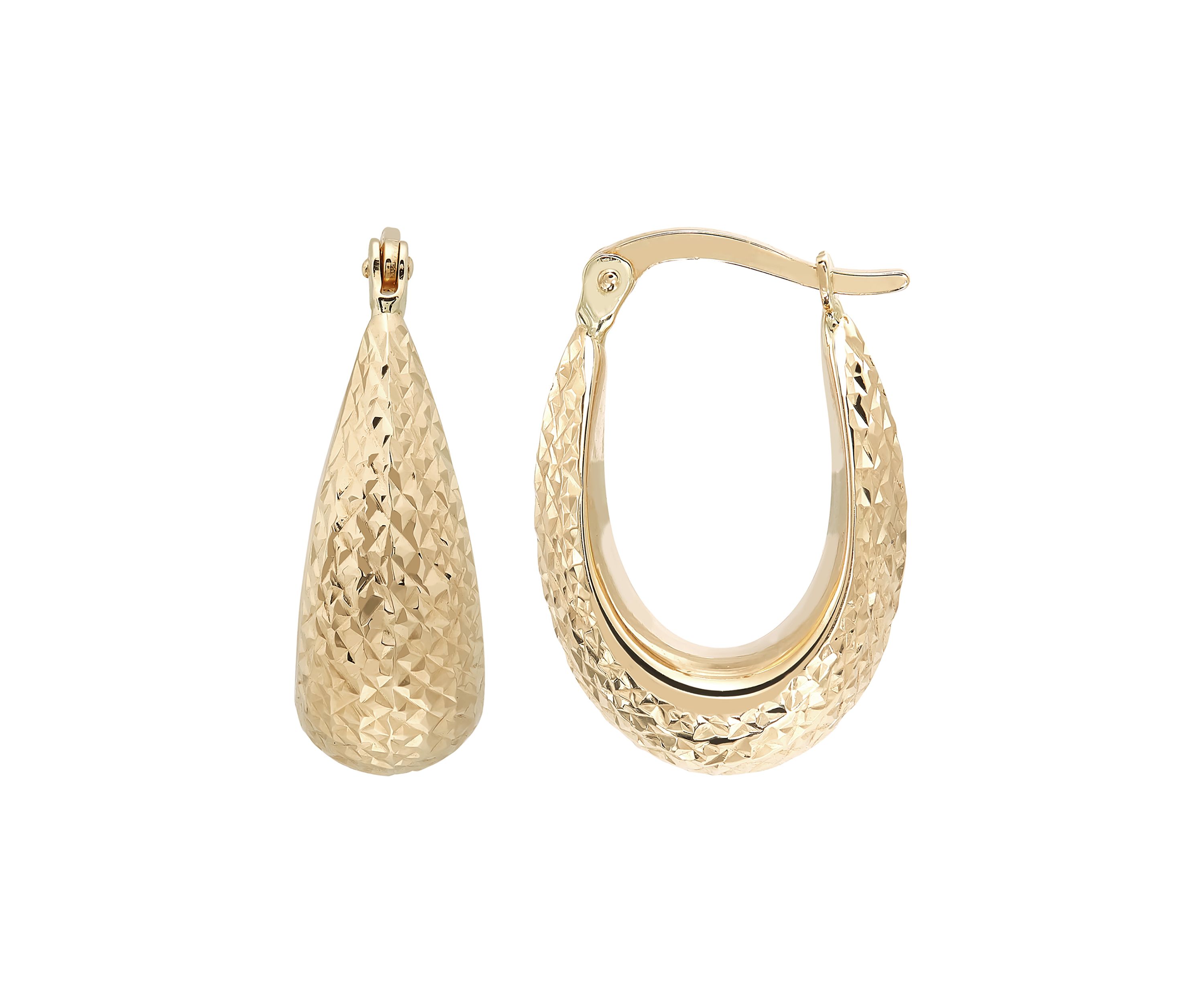 Chunkey Oval Hoop Earrings in 14K Yellow Gold