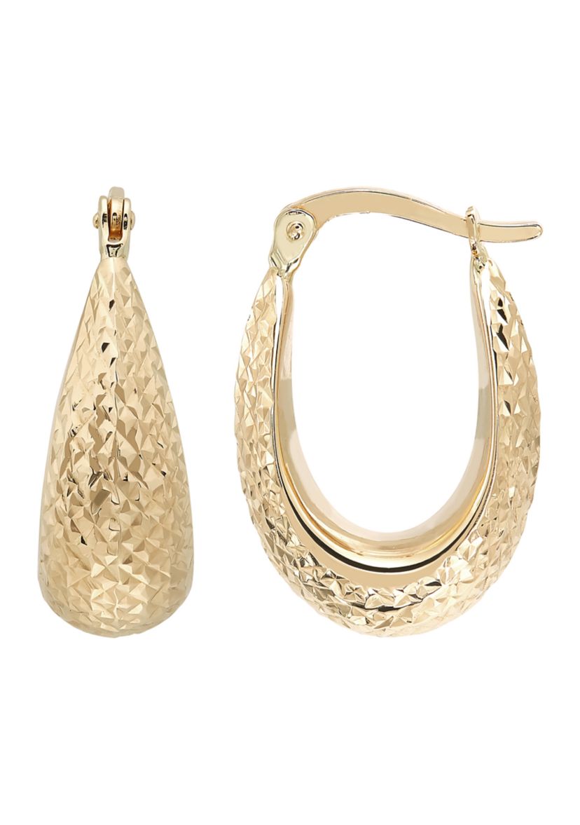 Chunkey Oval Hoop Earrings in 14K Yellow Gold