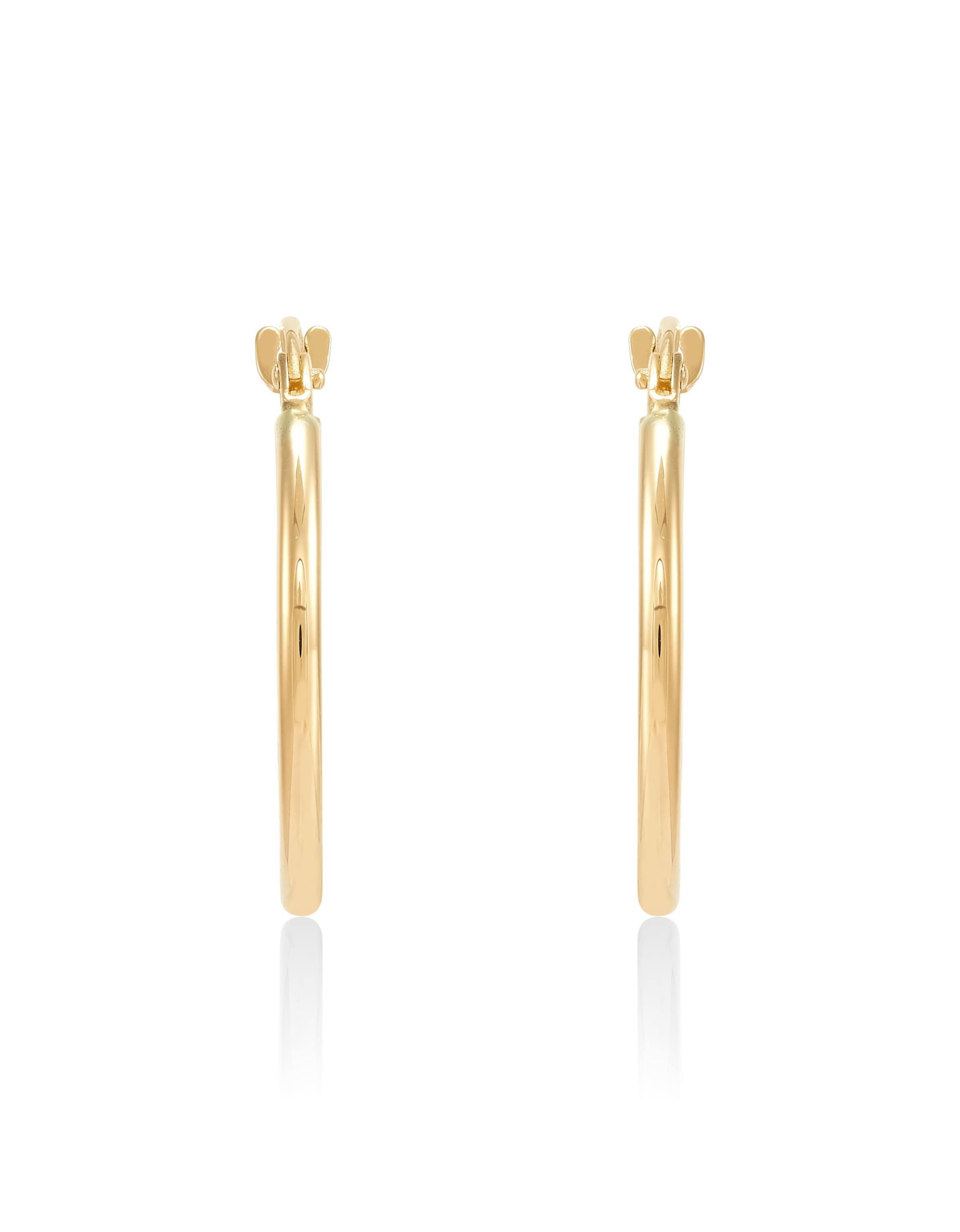 14K Yellow Gold Tube Hoop and Twist Hoop Set Earrings