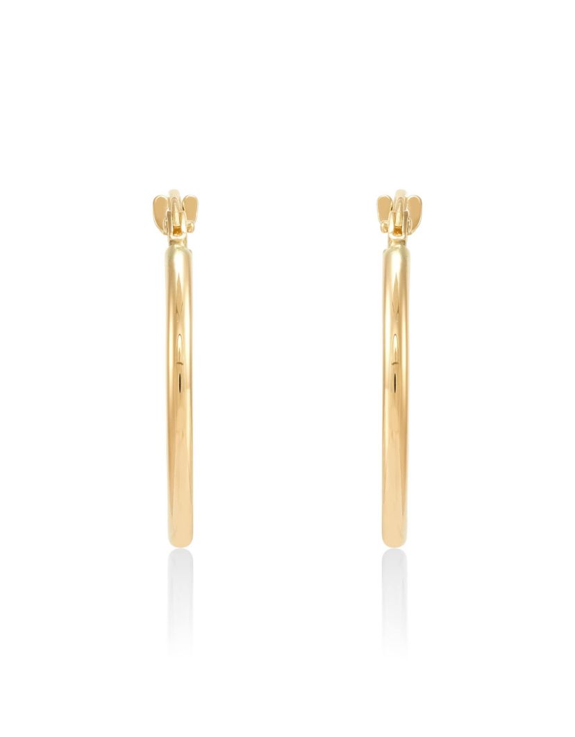 14K Yellow Gold Tube Hoop and Twist Hoop Set Earrings