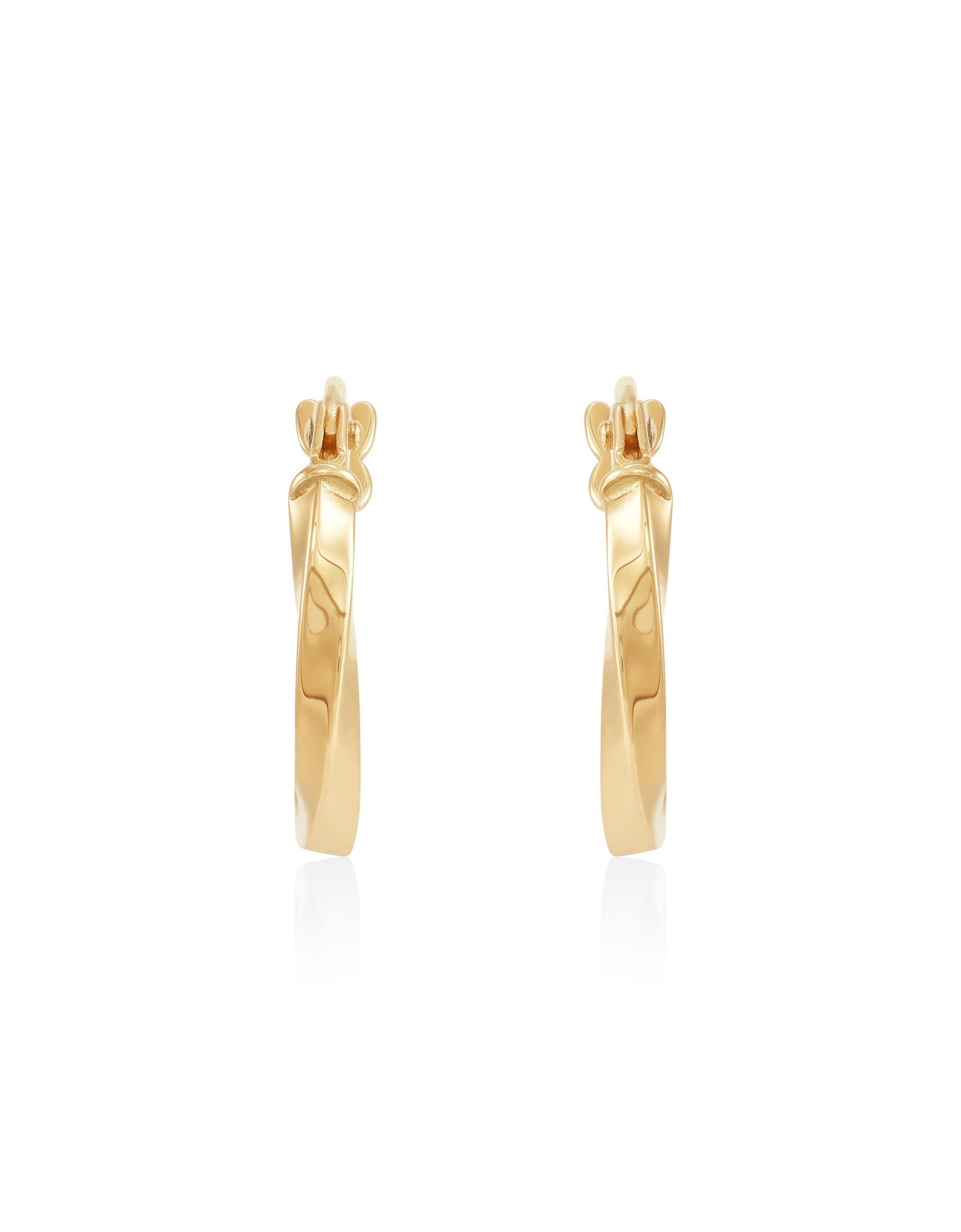 14K Yellow Gold Tube Hoop and Twist Hoop Set Earrings
