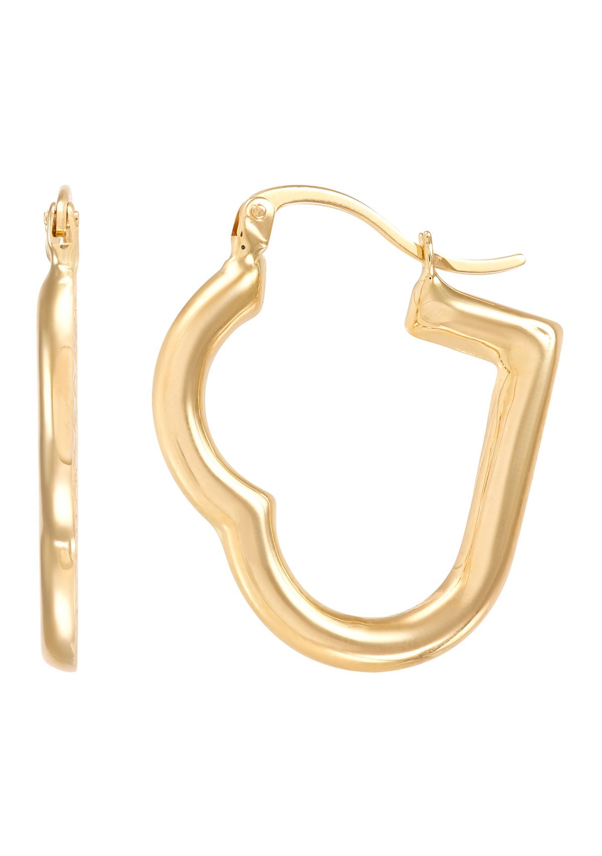 Heart Shape Hoop Earrings in 14K Yellow Gold
