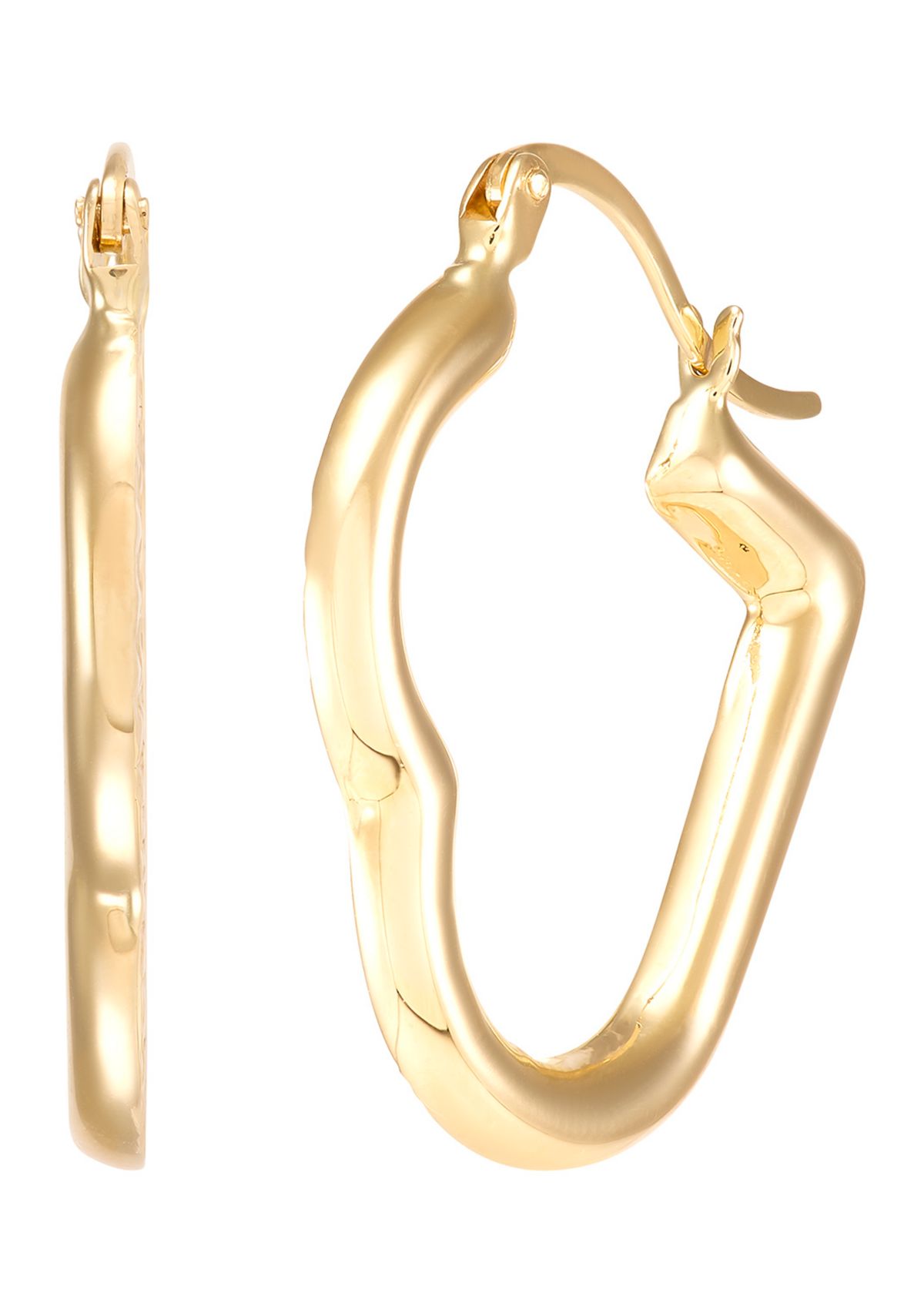 Heart Shape Hoop Earrings in 14K Yellow Gold