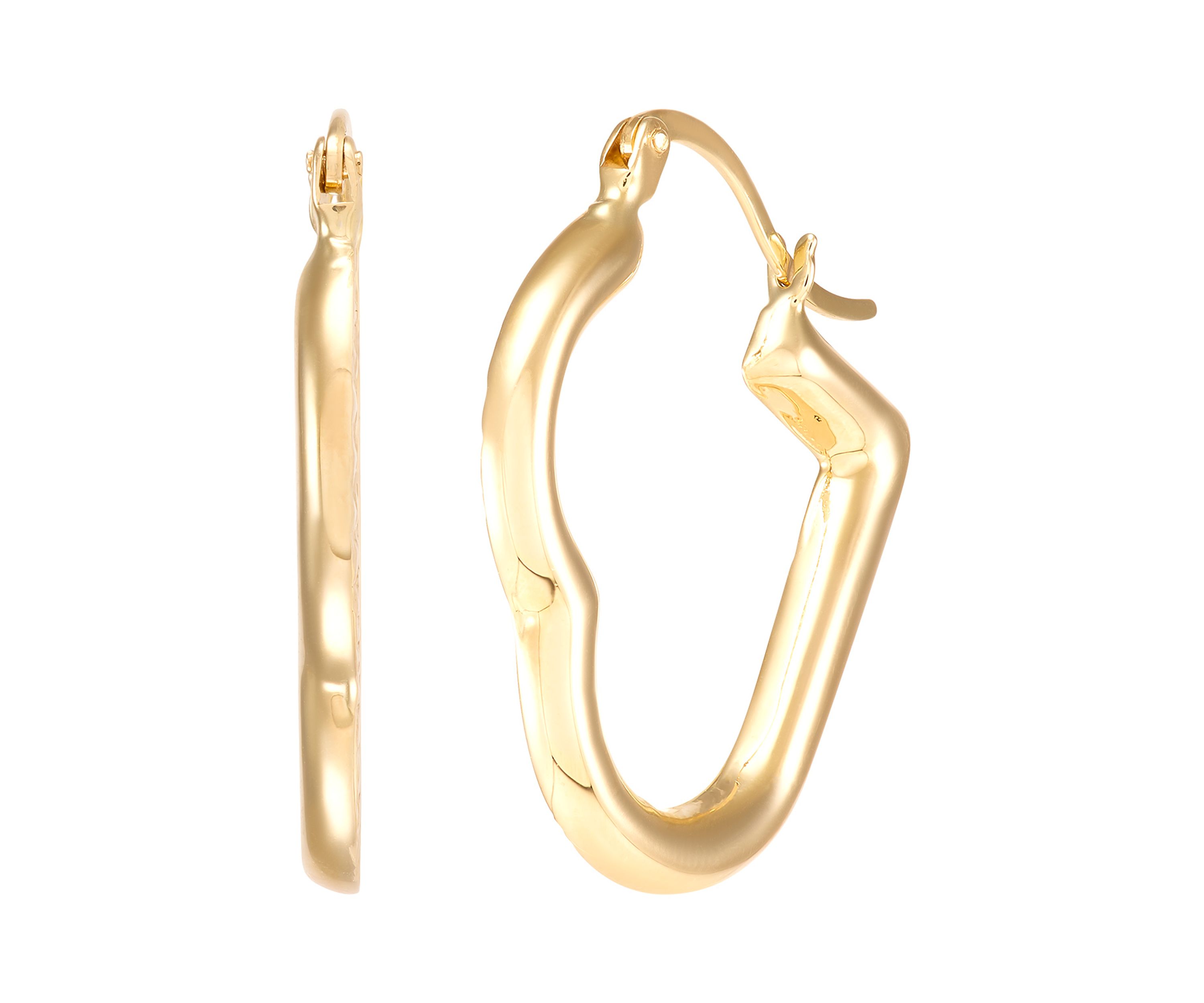 Heart Shape Hoop Earrings in 14K Yellow Gold