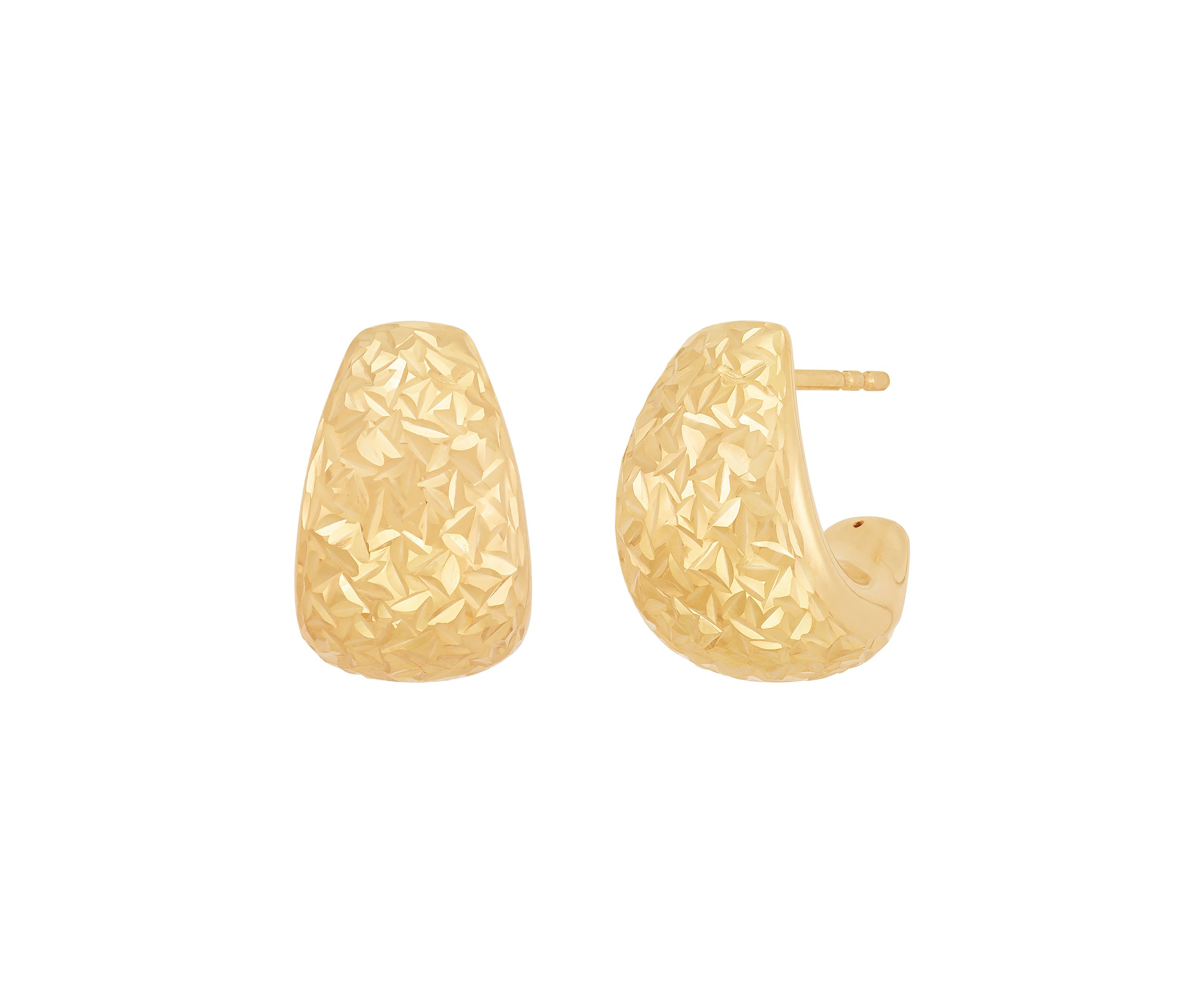 Chunky J Hoop Earrings in 14K Yellow Gold