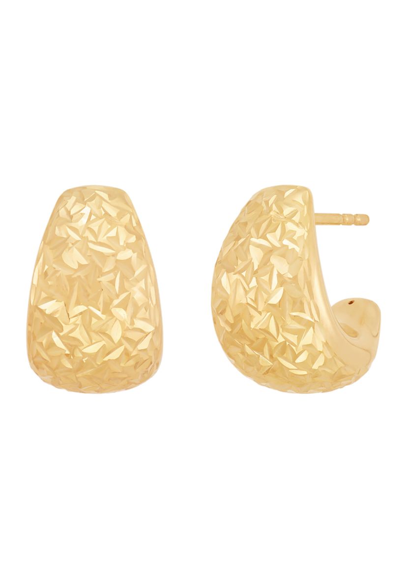 Chunky J Hoop Earrings in 14K Yellow Gold