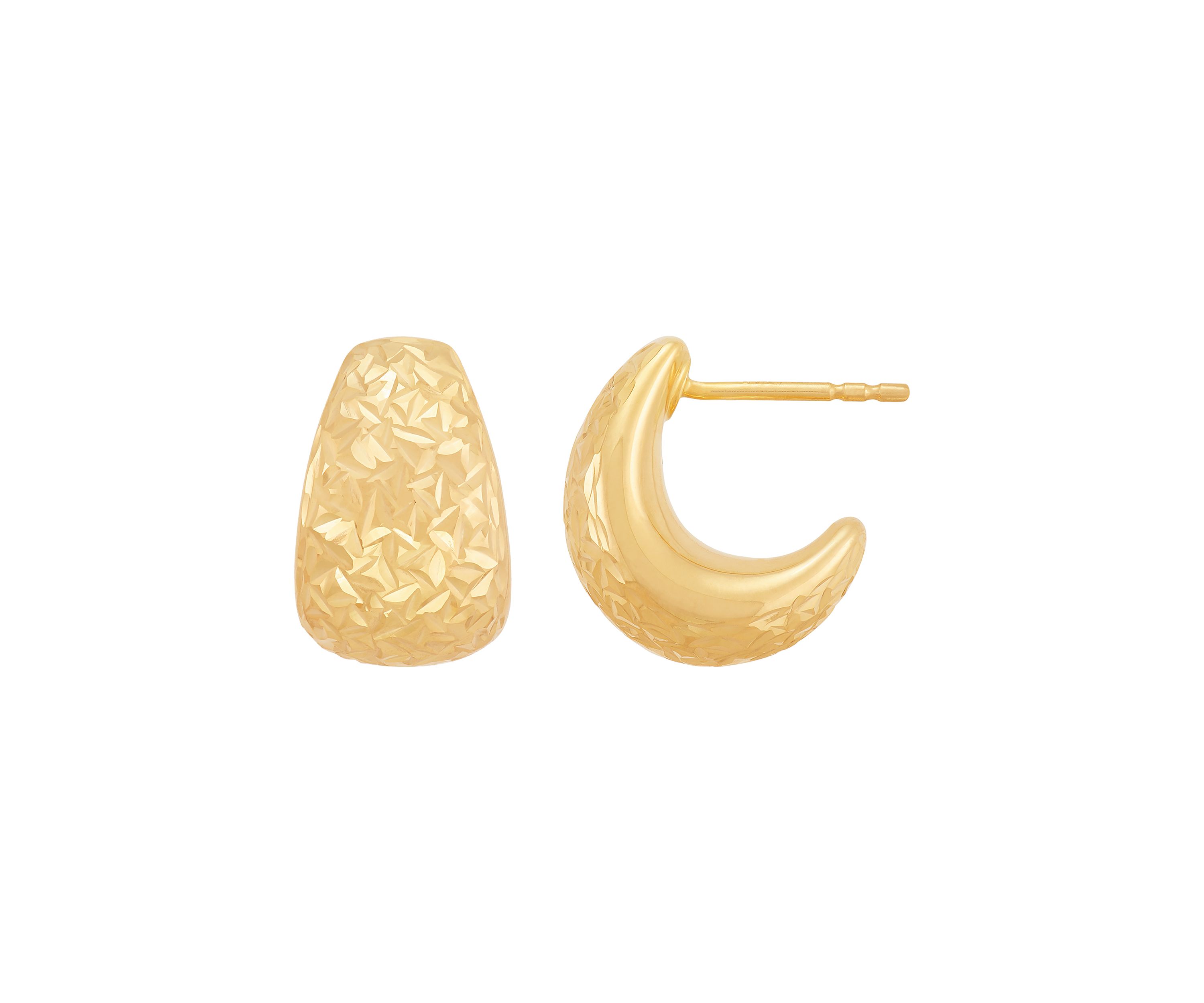 Chunky J Hoop Earrings in 14K Yellow Gold