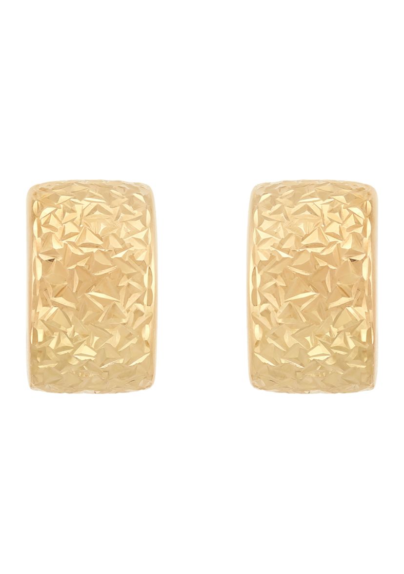Chunky J Hoop Earrings in 14K Yellow Gold