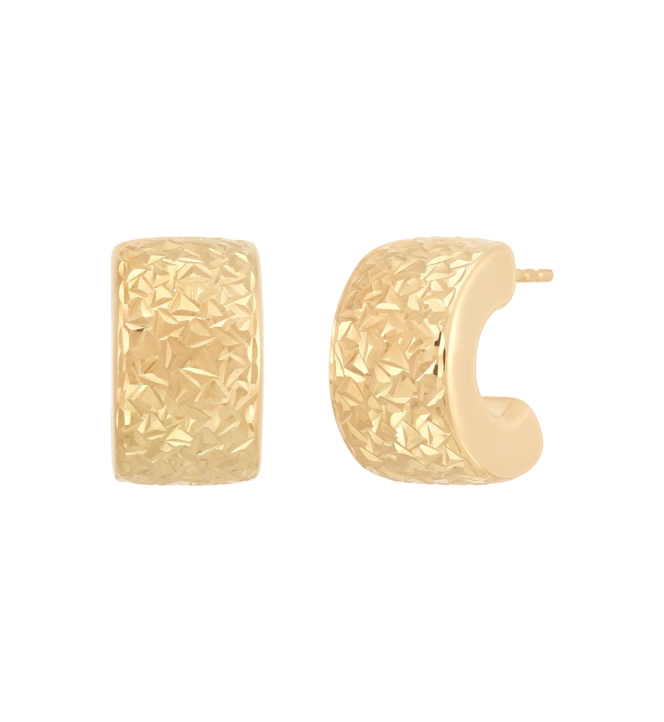 Chunky J Hoop Earrings in 14K Yellow Gold