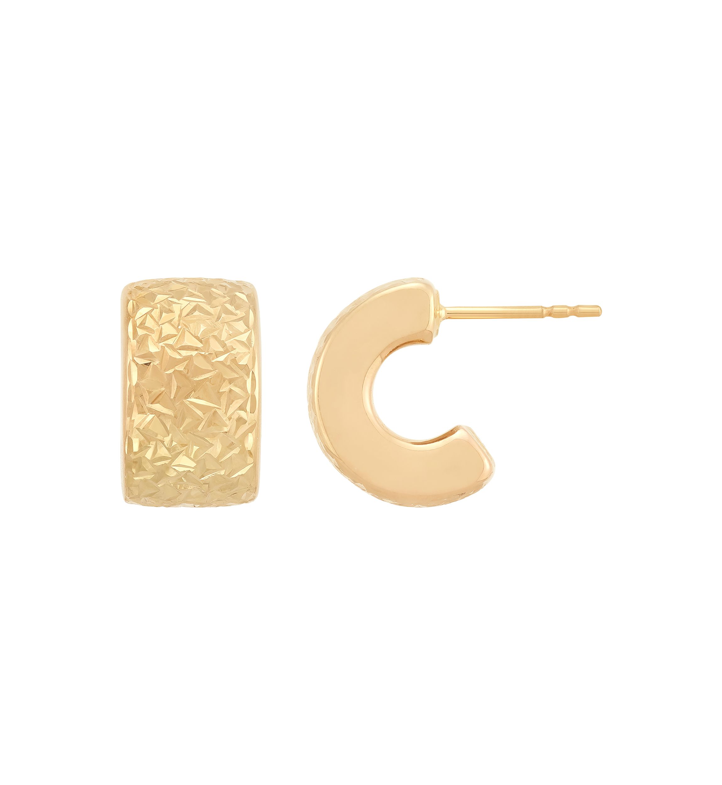 Chunky J Hoop Earrings in 14K Yellow Gold