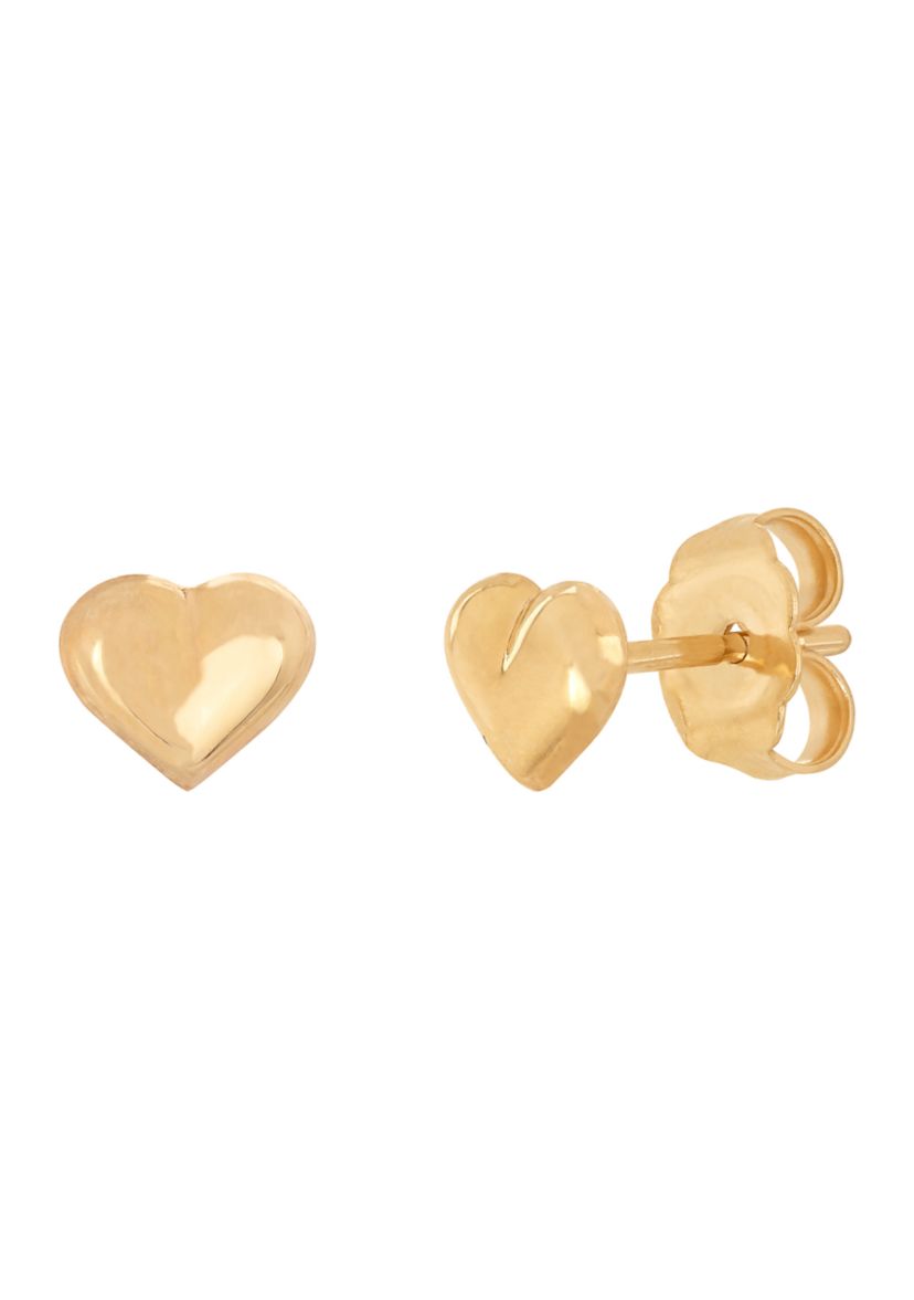 Teen Tiny Heart Stud Earrings in 14K Yellow Gold