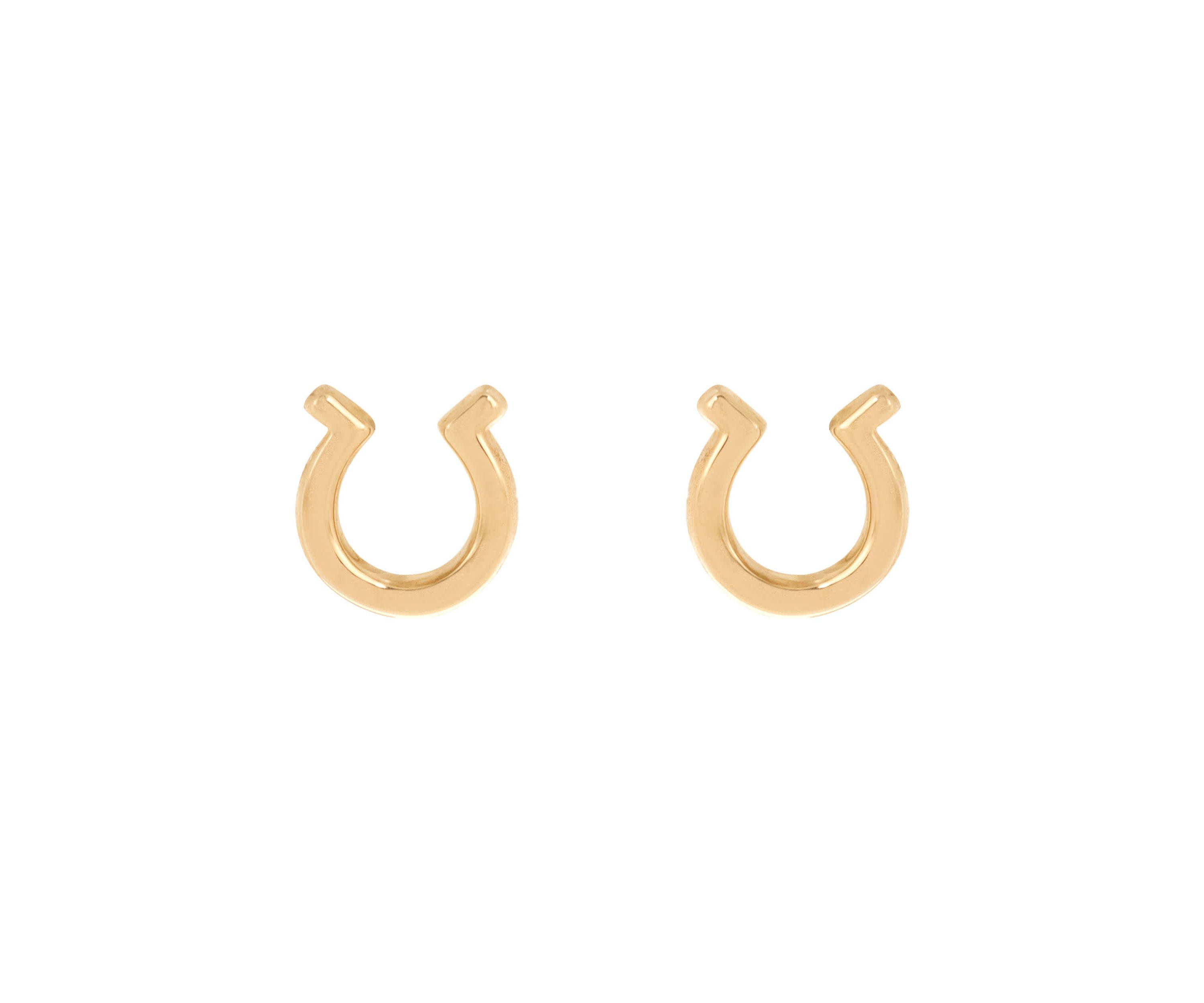 14K Yellow Gold Teentiny Horseshoe Stud Earrings