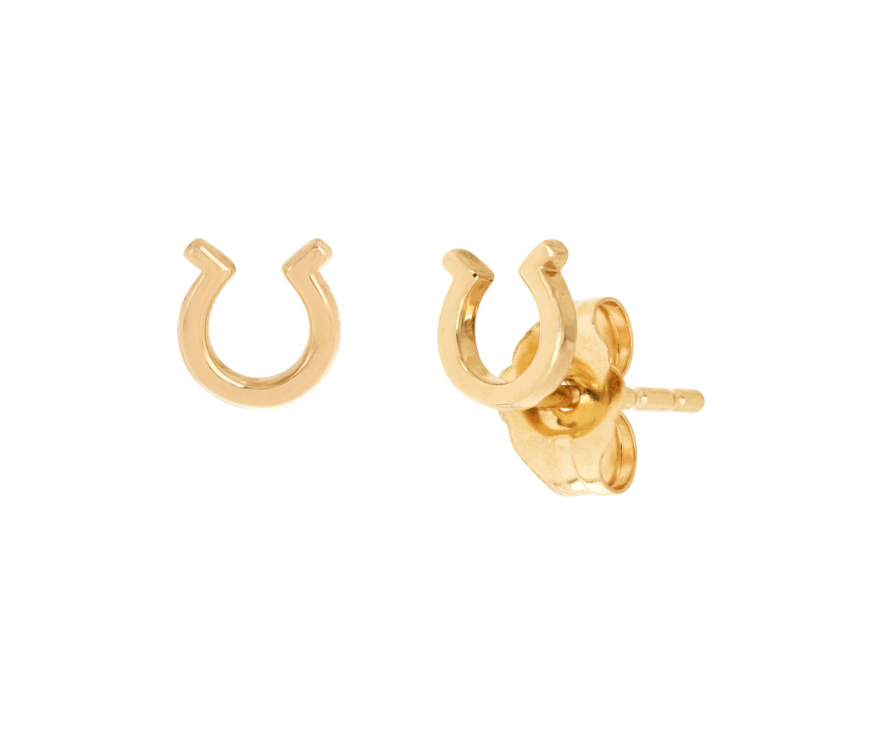 14K Yellow Gold Teentiny Horseshoe Stud Earrings