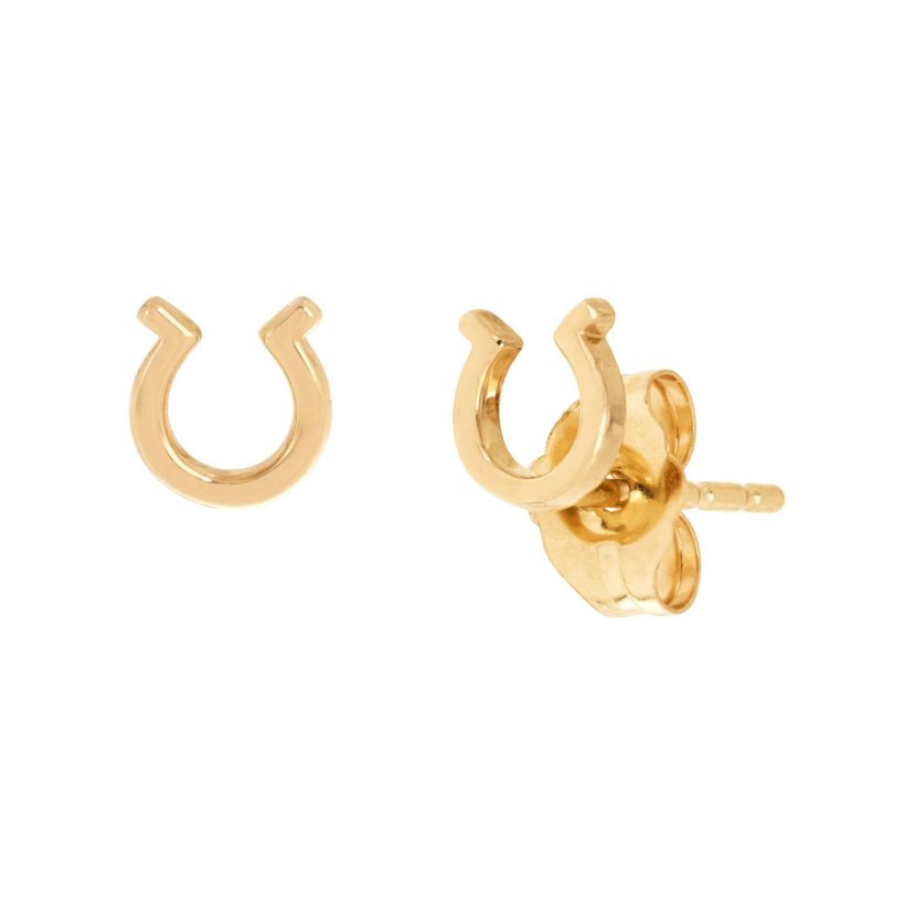 14K Yellow Gold Teentiny Horseshoe Stud Earrings