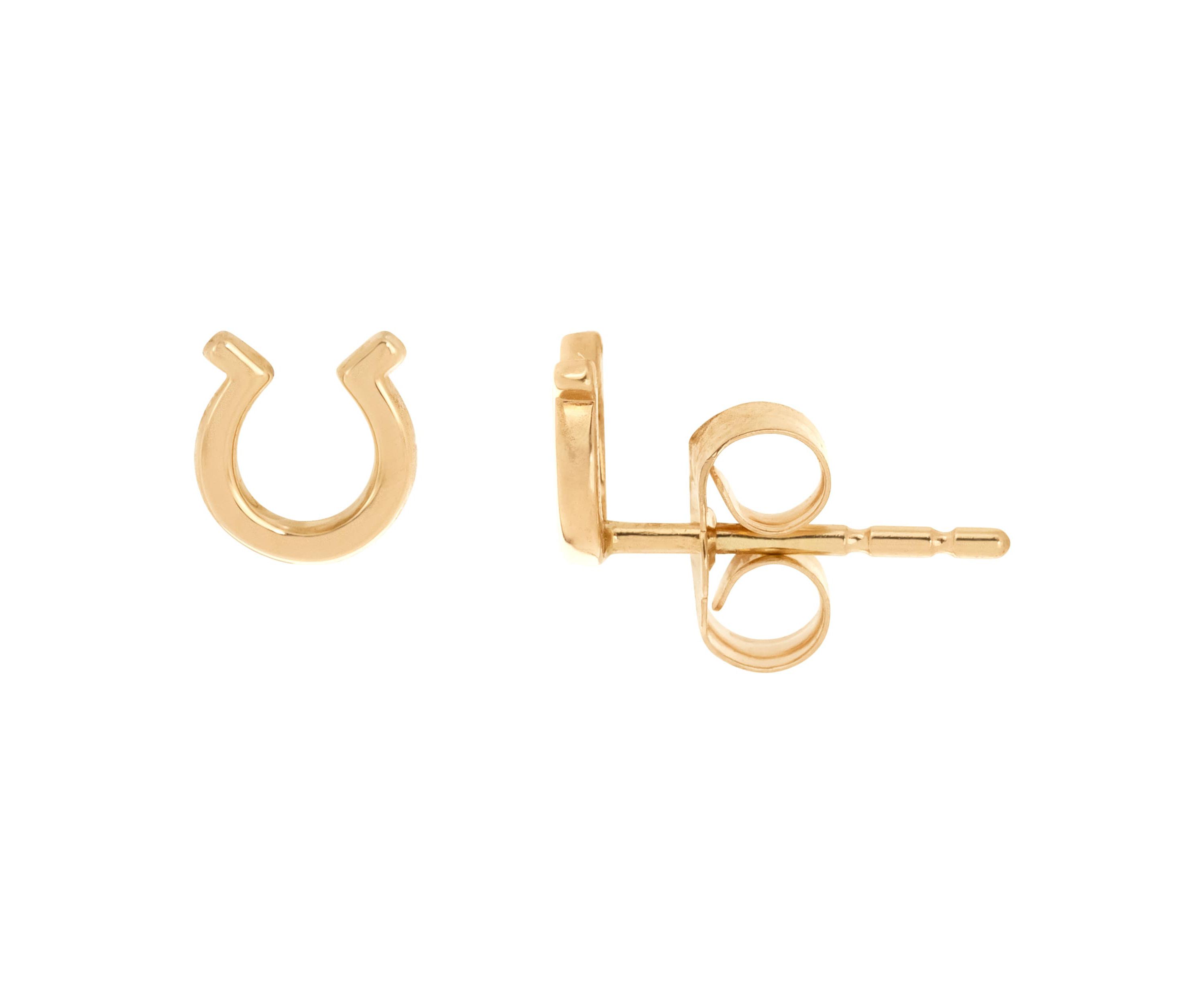 14K Yellow Gold Teentiny Horseshoe Stud Earrings
