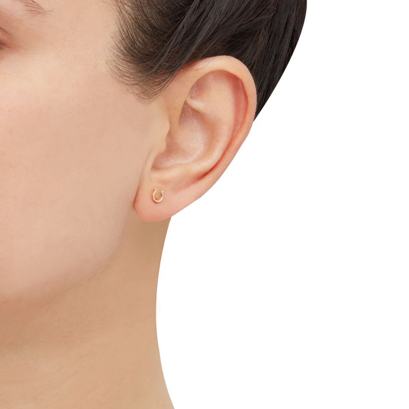14K Yellow Gold Teentiny Horseshoe Stud Earrings