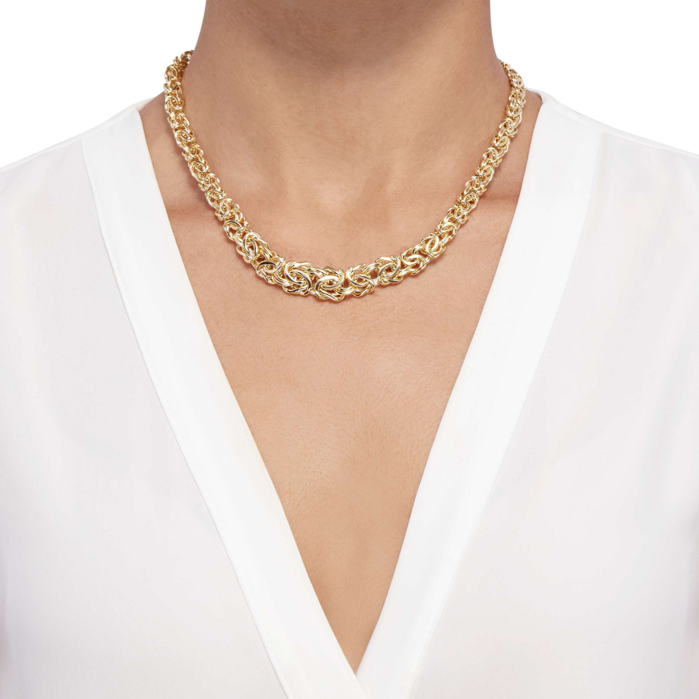 14K Yellow Gold Hollow Byzantine Necklace