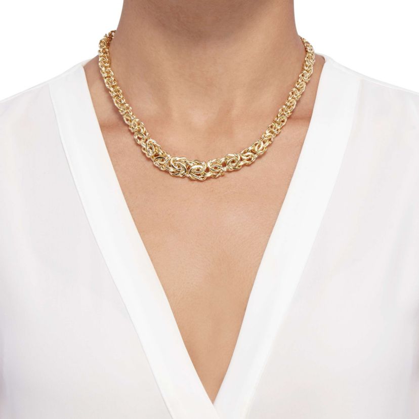14K Yellow Gold Hollow Byzantine Necklace