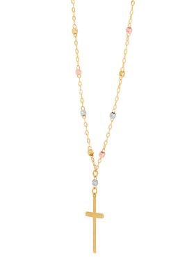Belk & Co Cross Necklace in 14K Yellow and White and Rose Gold