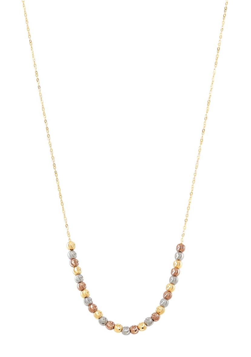 14K Yellow And White And Rose Gold Bead Center Necklace