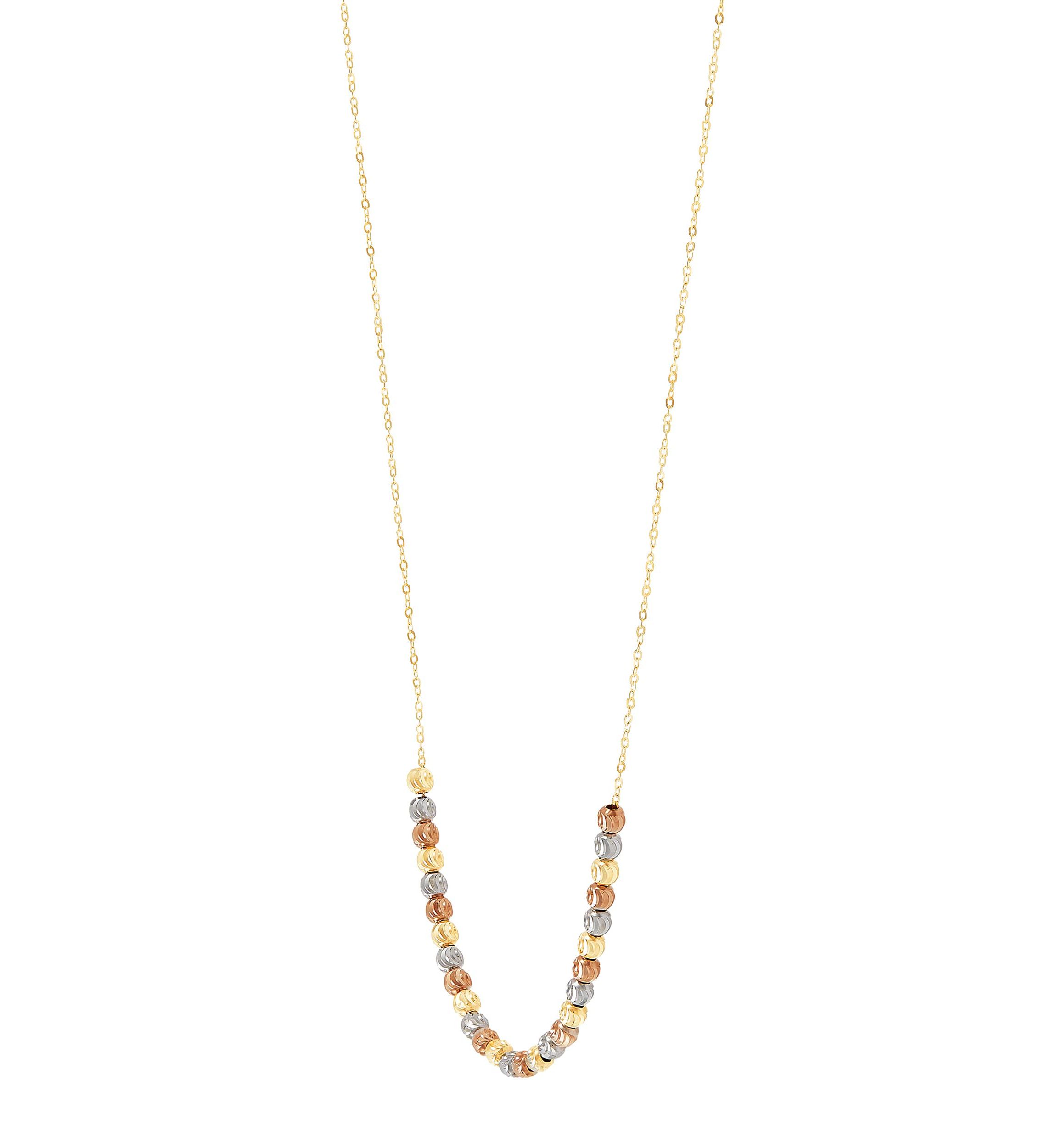 14K Yellow And White And Rose Gold Bead Center Necklace