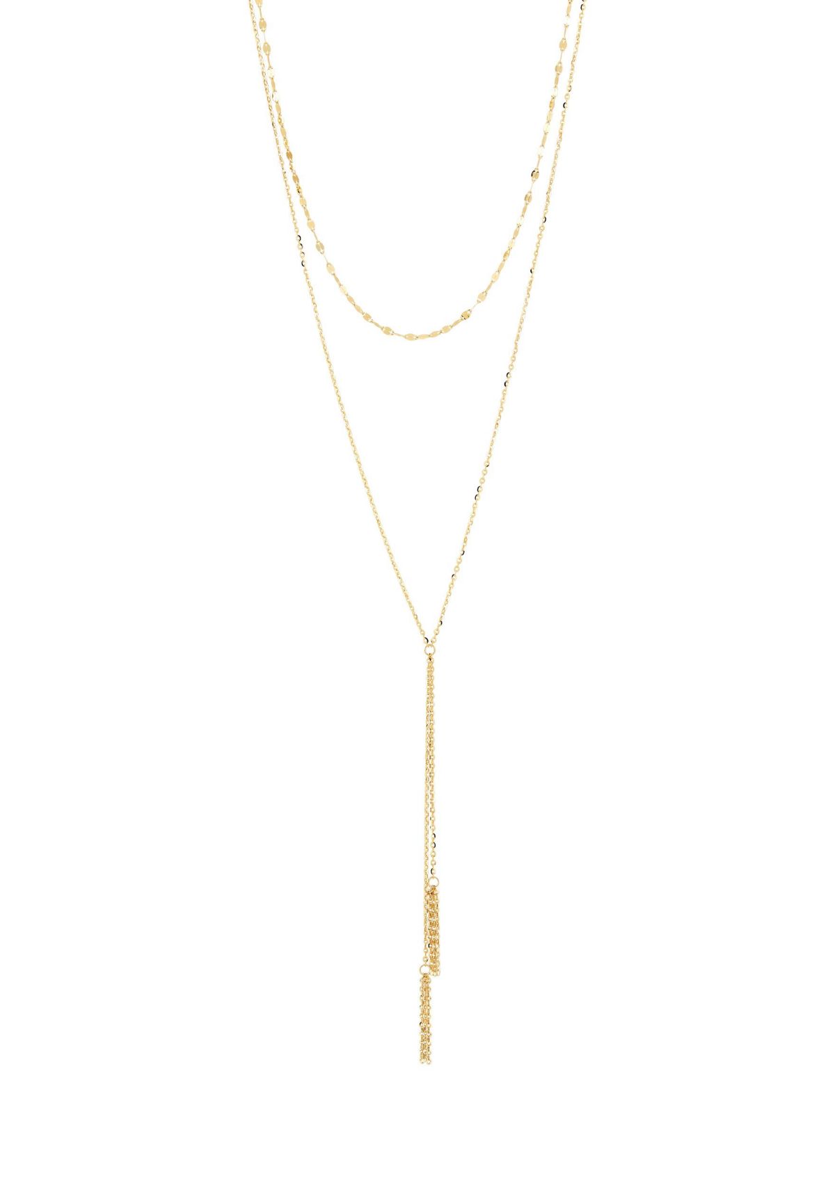 14K Yellow Gold Multi srand with Layer Dangle Necklace