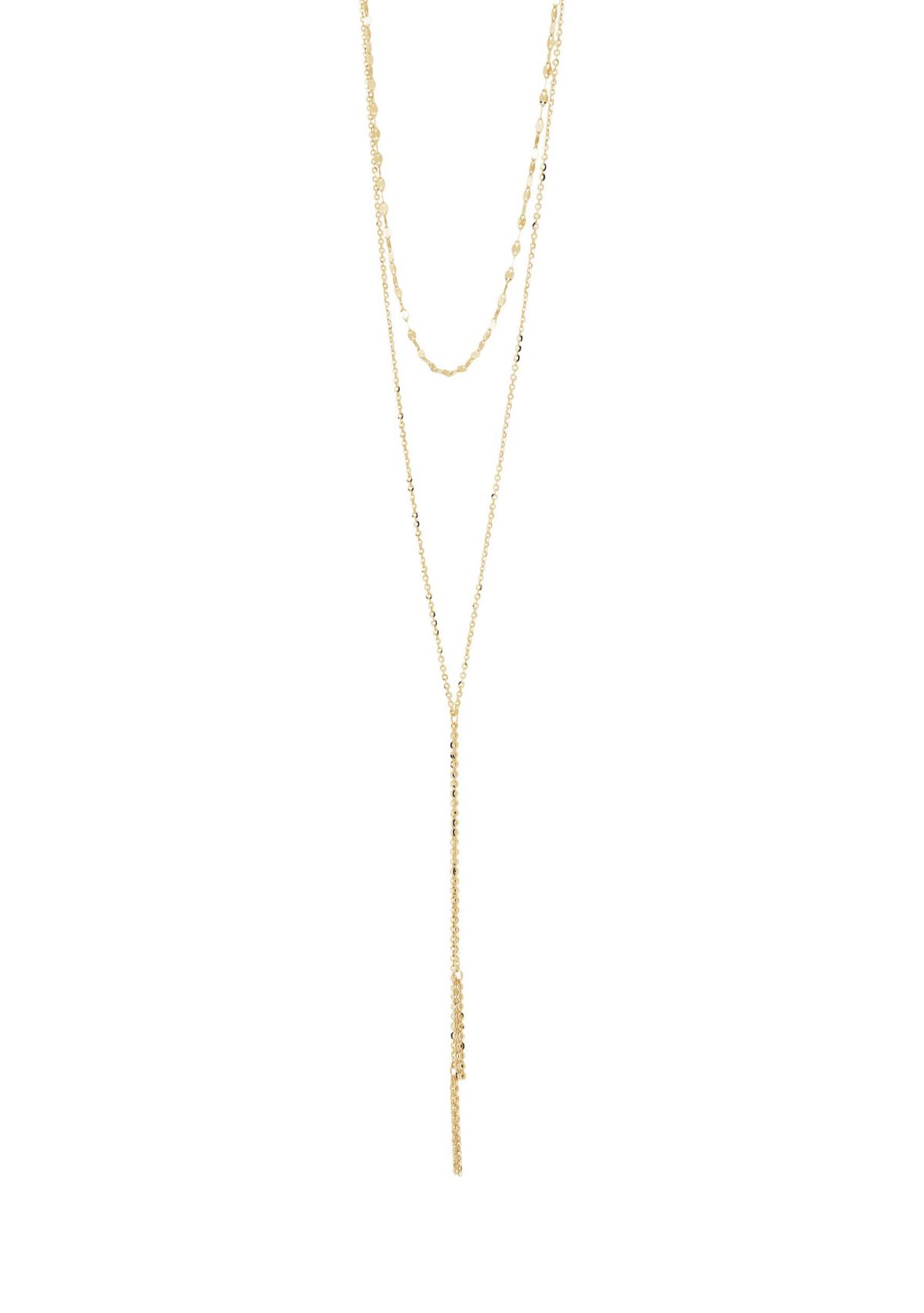 14K Yellow Gold Multi srand with Layer Dangle Necklace