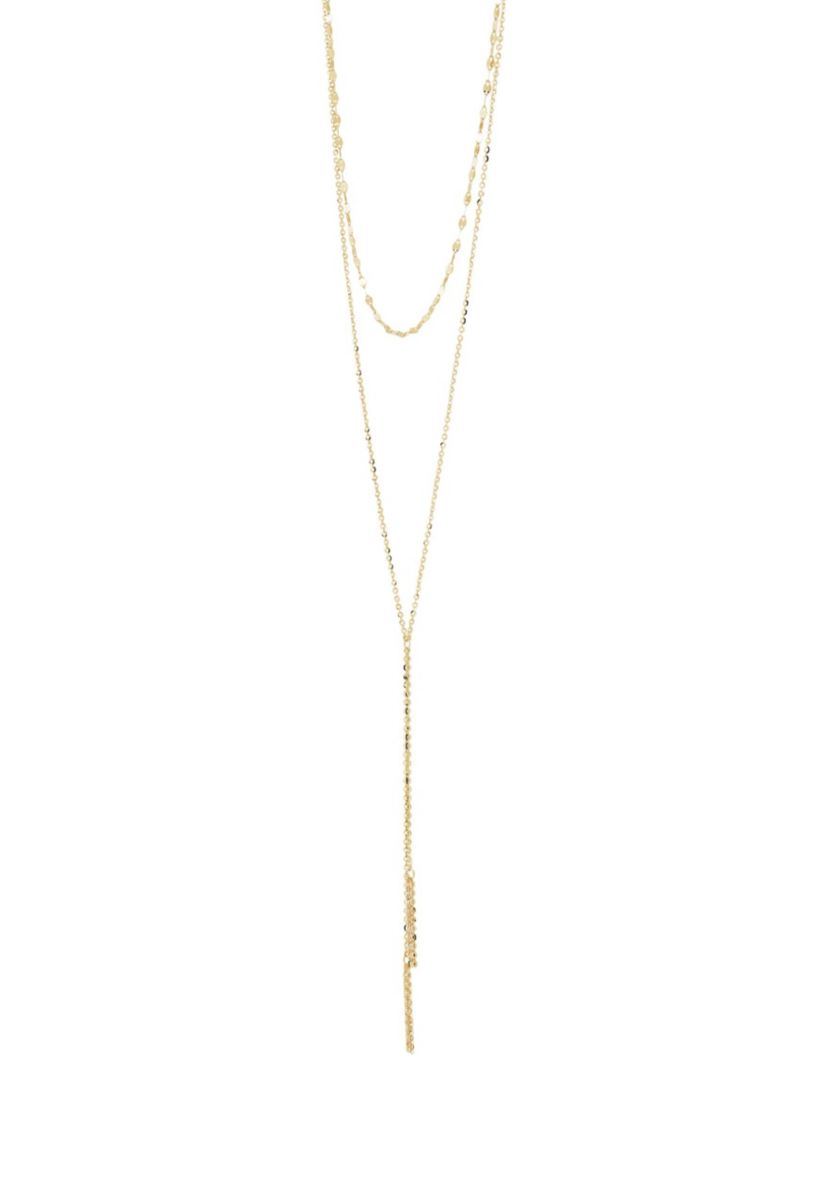 14K Yellow Gold Multi srand with Layer Dangle Necklace