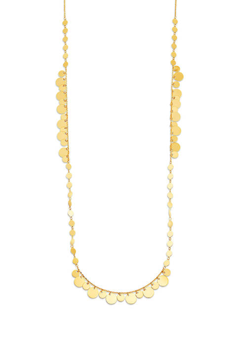 Solid Disc Station Necklace in 14K Yellow Gold