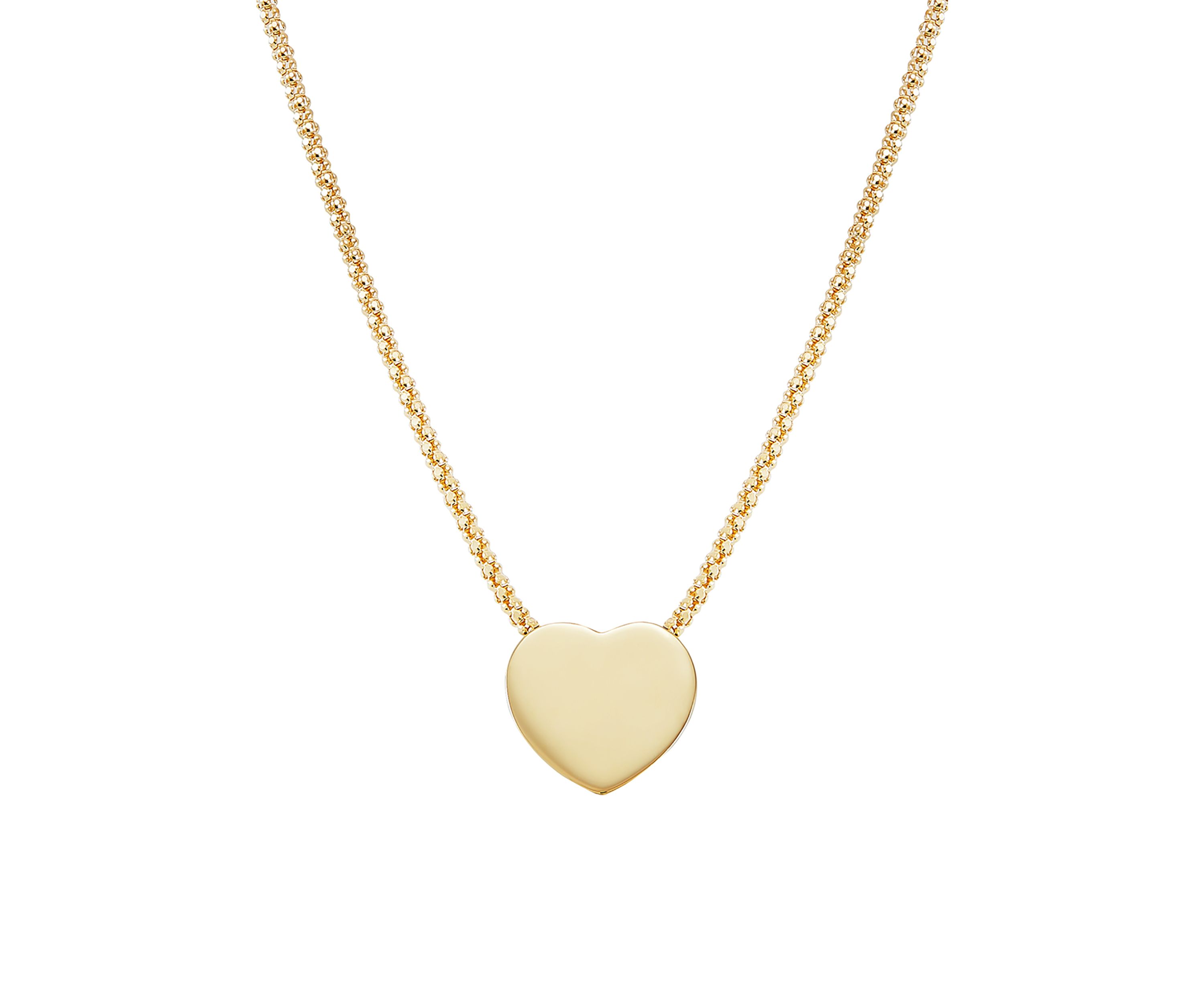 Hollow Heart Necklace in 14K Yellow Gold
