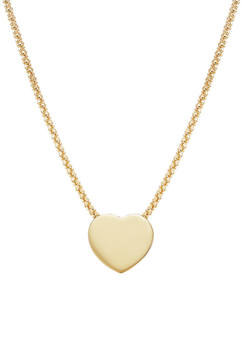 Hollow Heart Necklace in 14K Yellow Gold