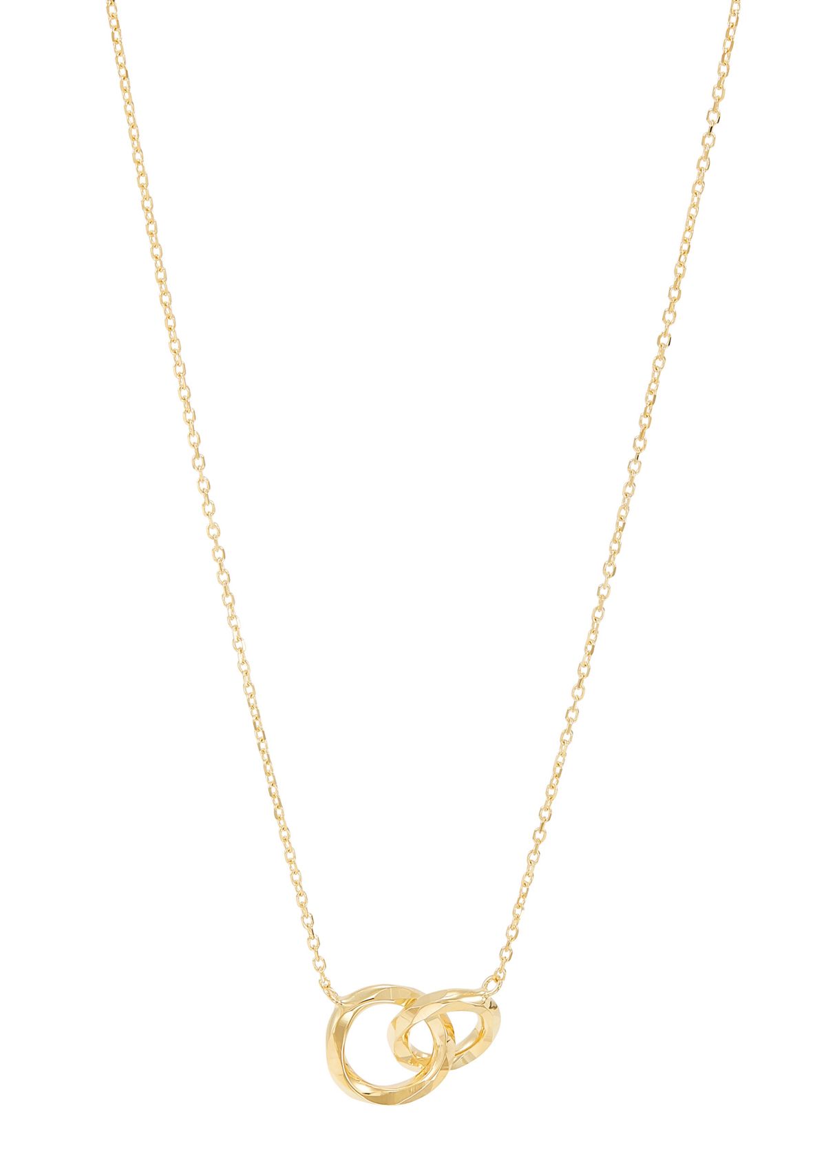 14K Yellow Gold interlock Tube on Cable Chain Necklace
