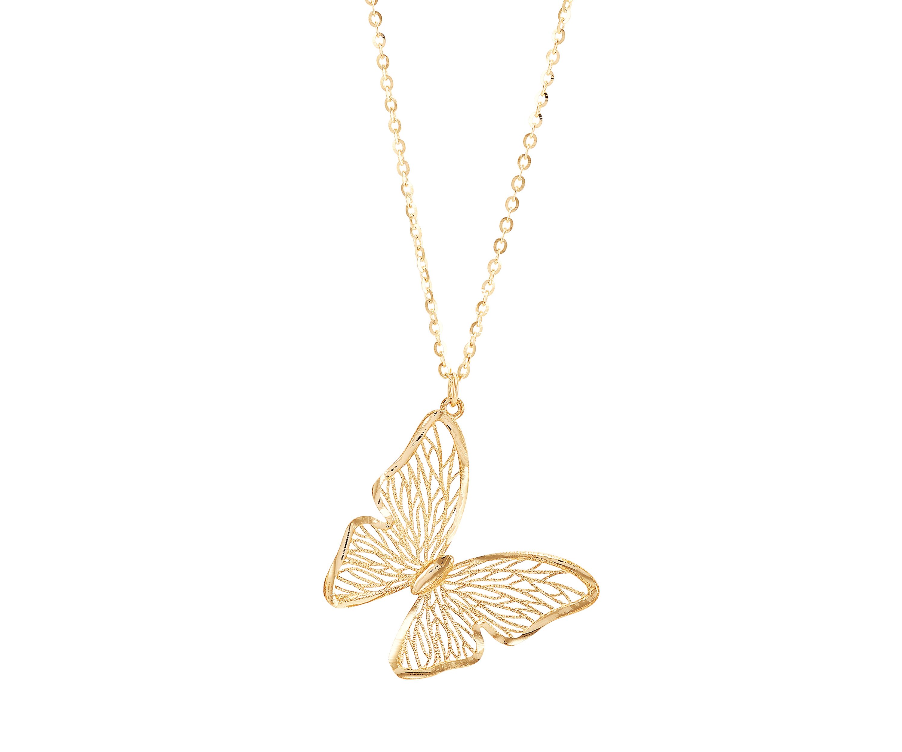 Slanted Butterfly Necklace in 14K Yellow Gold