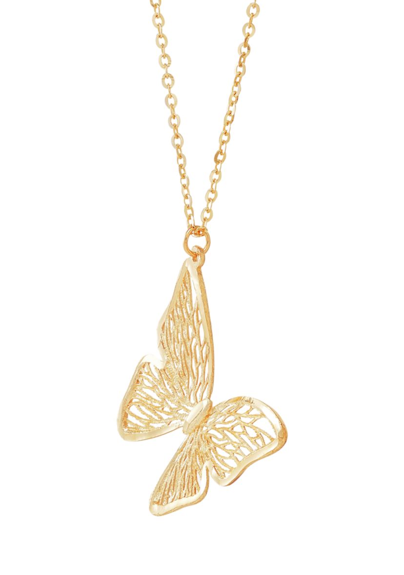 Slanted Butterfly Necklace in 14K Yellow Gold