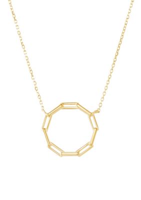 Belk & Co 14K Yellow Gold Paperclip Circle on .24mm Cable Chain Necklace, 18 in