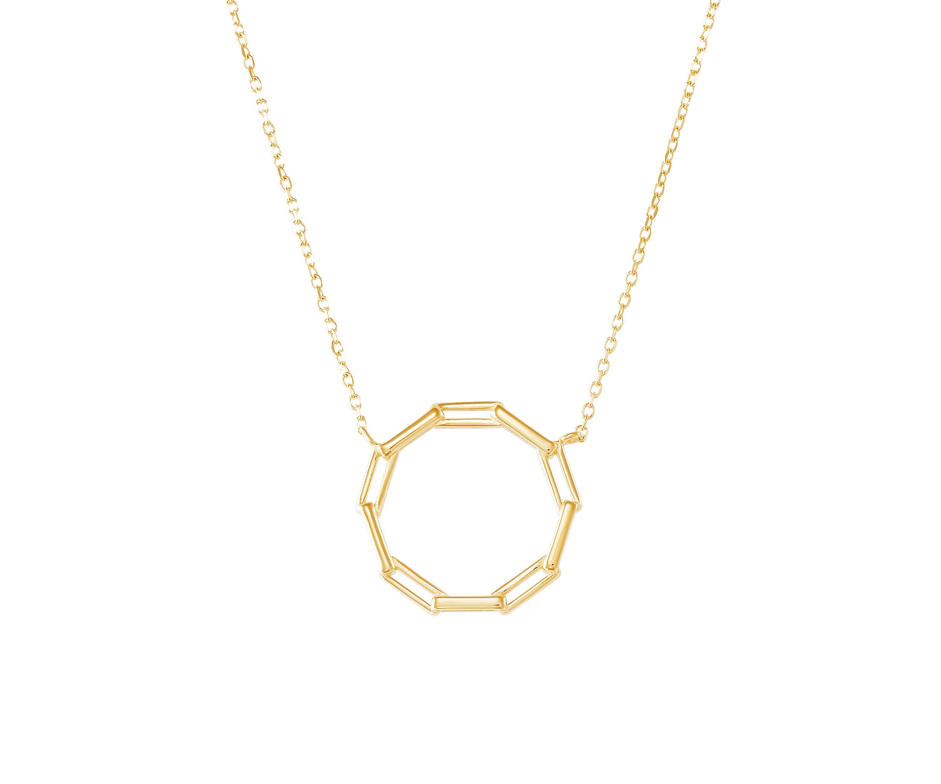 14K Yellow Gold Paperclip Circle on .24mm Cable Chain Necklace