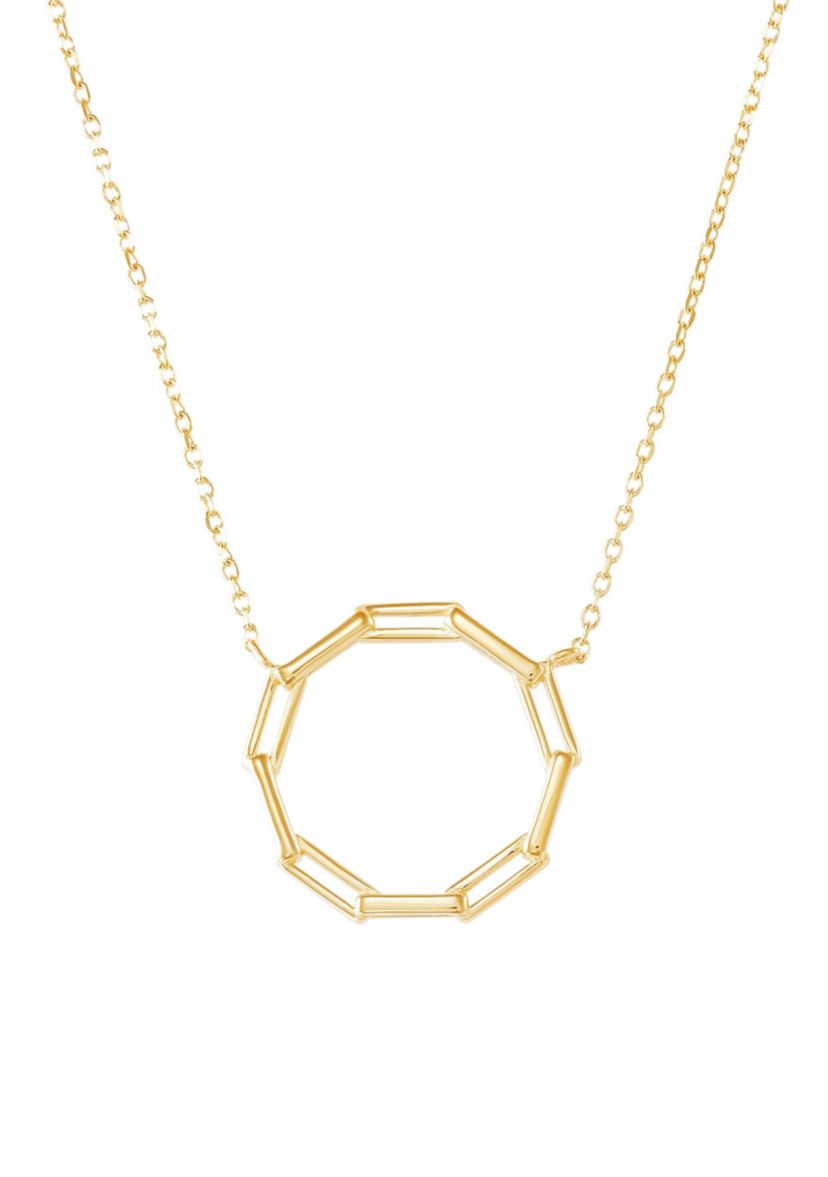 14K Yellow Gold Paperclip Circle on .24mm Cable Chain Necklace