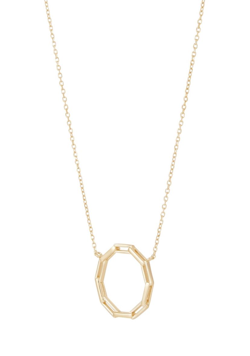 14K Yellow Gold Paperclip Circle on .24mm Cable Chain Necklace