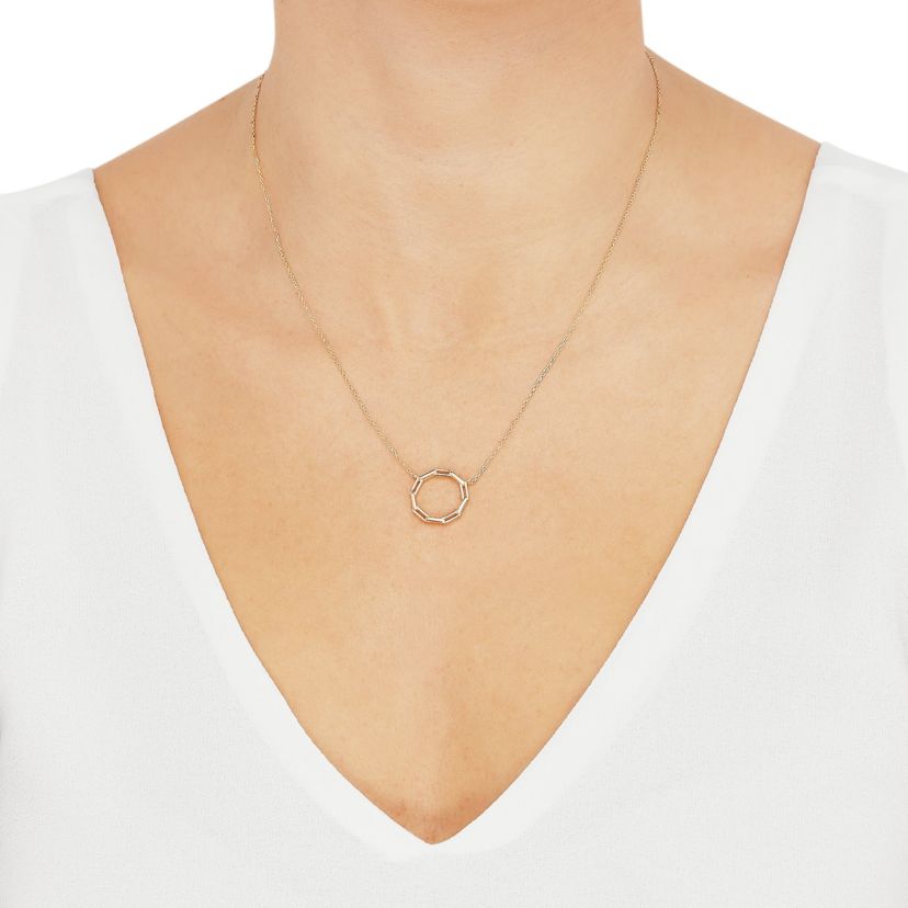14K Yellow Gold Paperclip Circle on .24mm Cable Chain Necklace