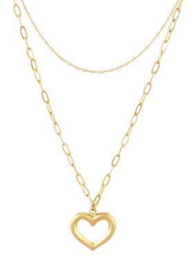 Belk & Co Heart Lariat Necklace in 14K Yellow Gold, 16 in