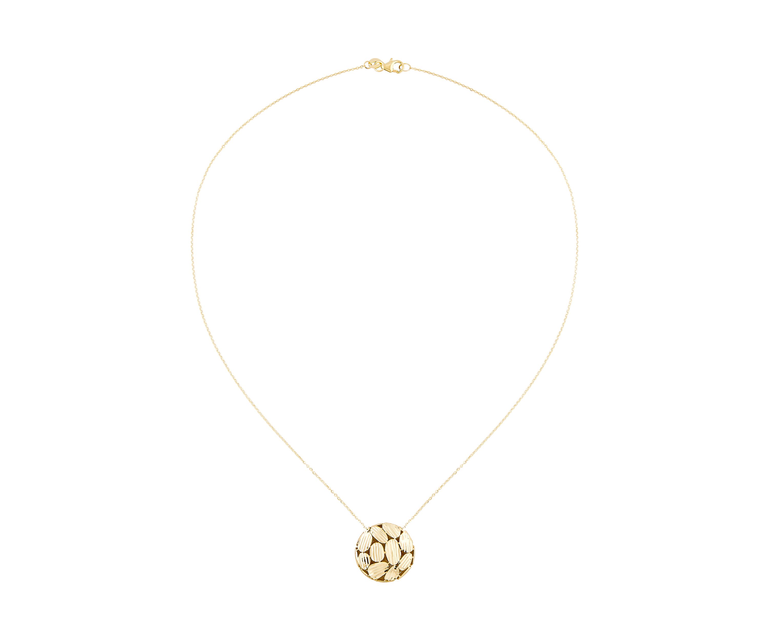 Patterned Disk Necklace in 14K Yellow Gold