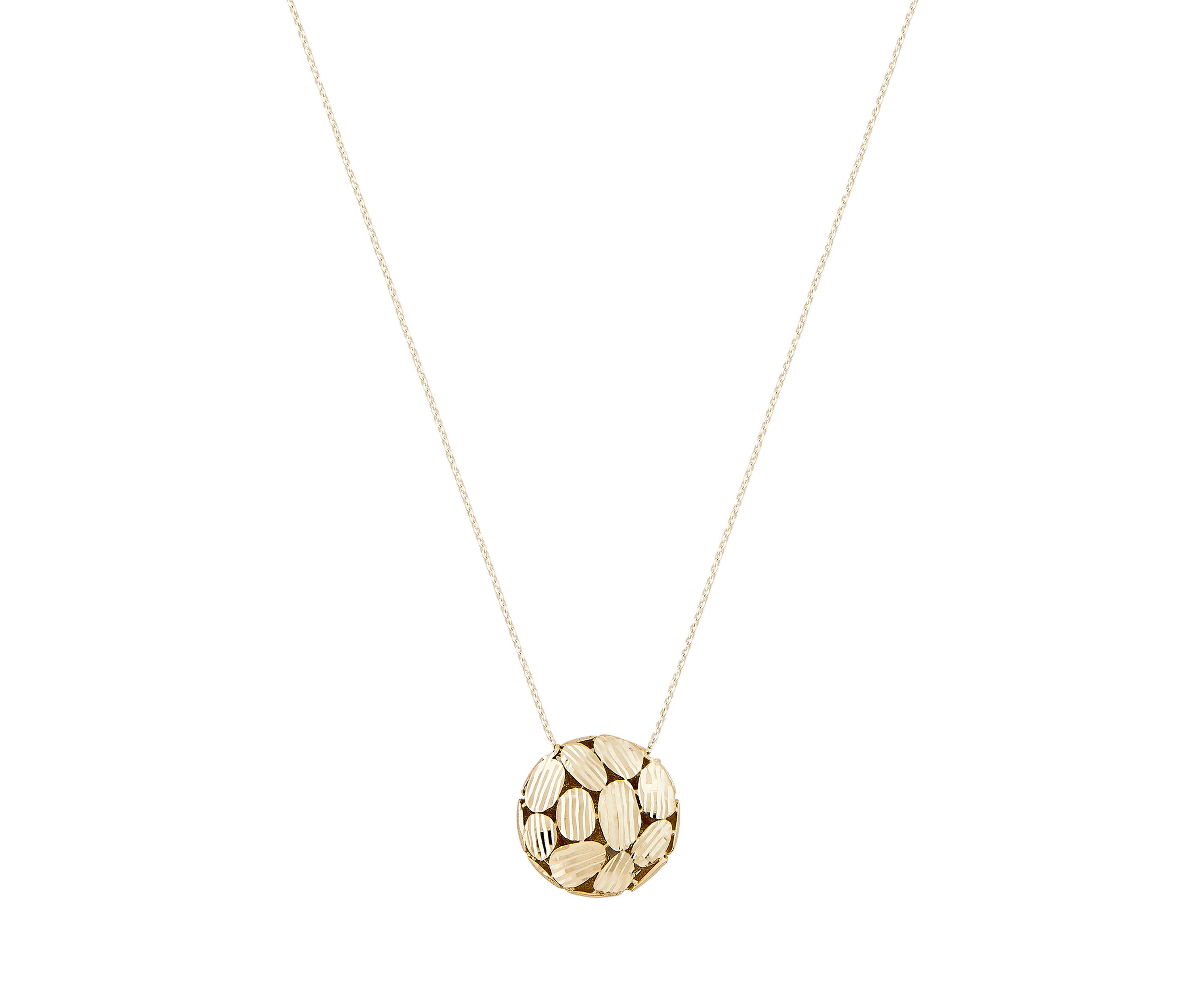 Patterned Disk Necklace in 14K Yellow Gold