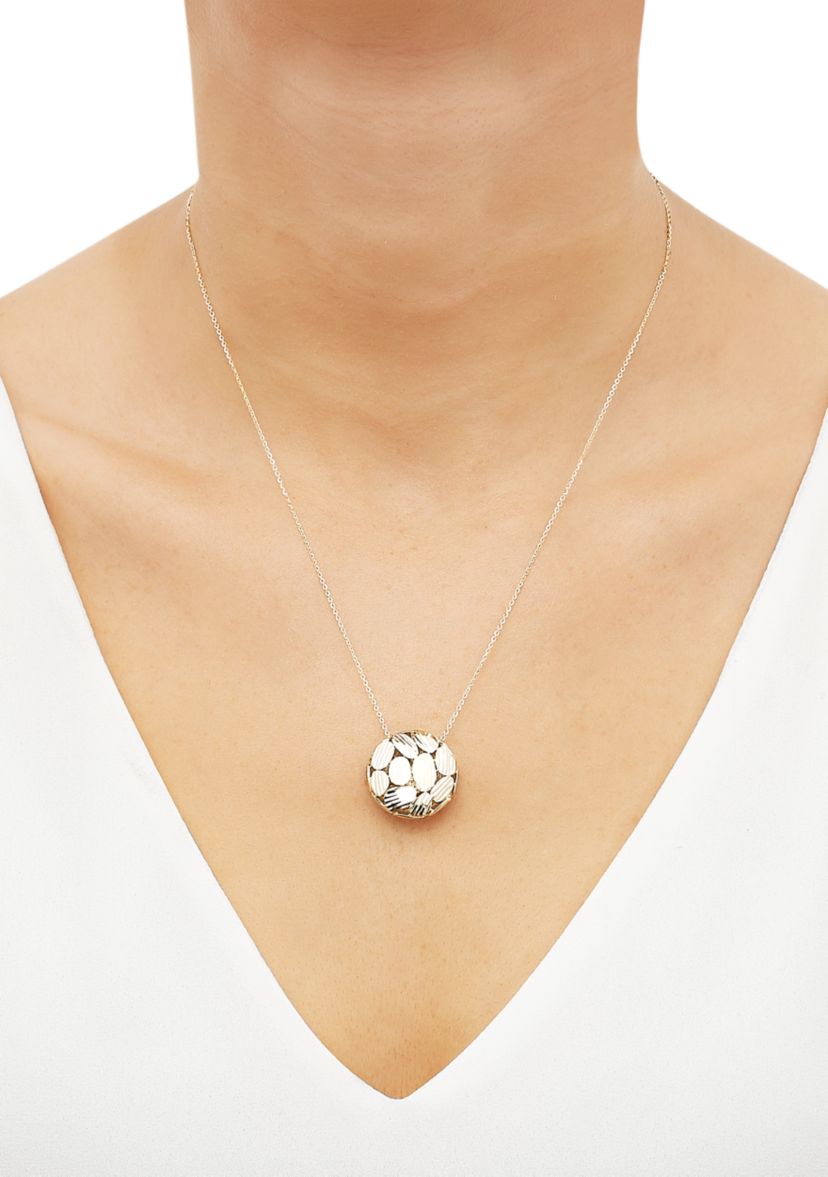 Patterned Disk Necklace in 14K Yellow Gold