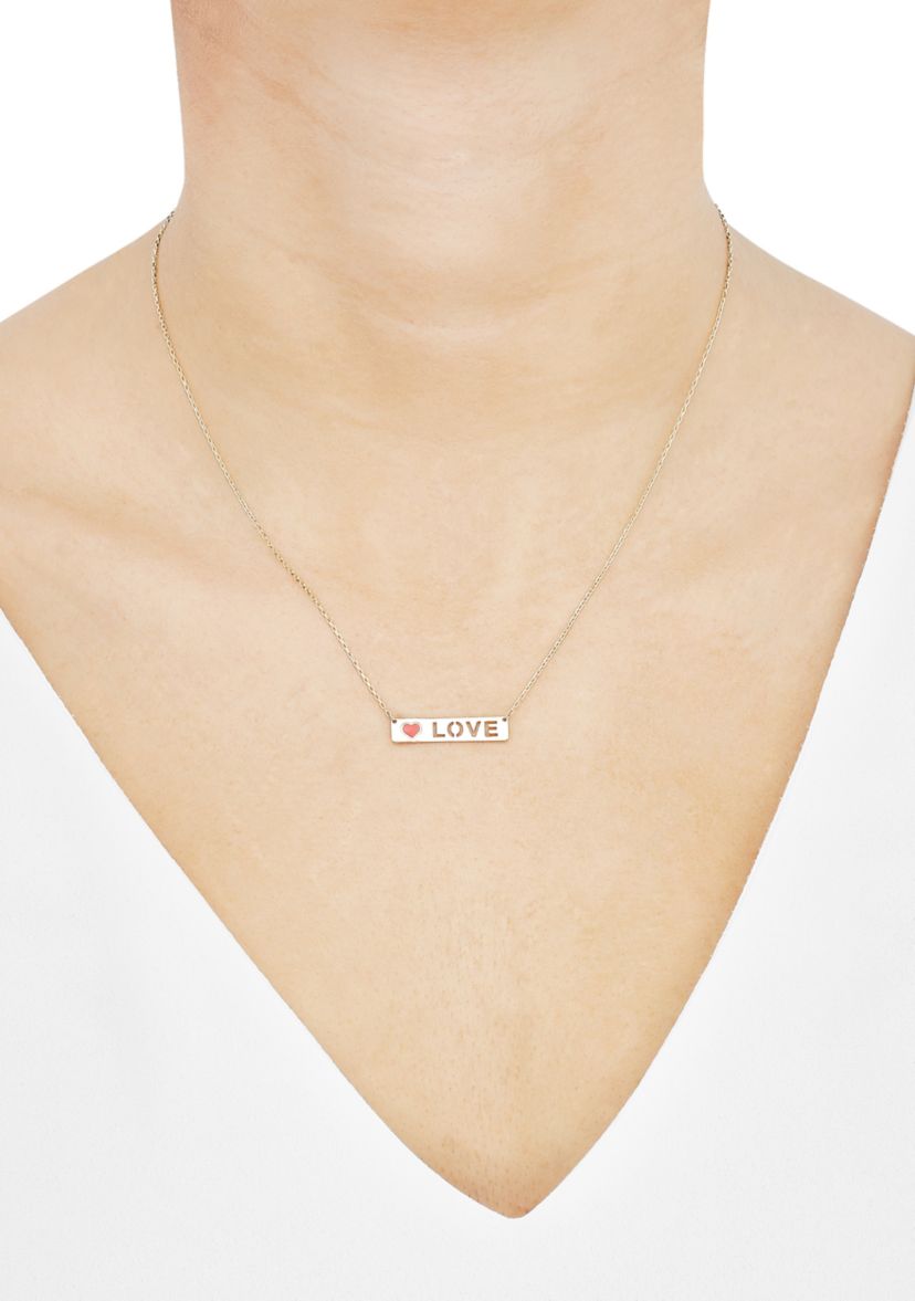 Bar Letter and Heart Necklace in 14K Yellow Gold